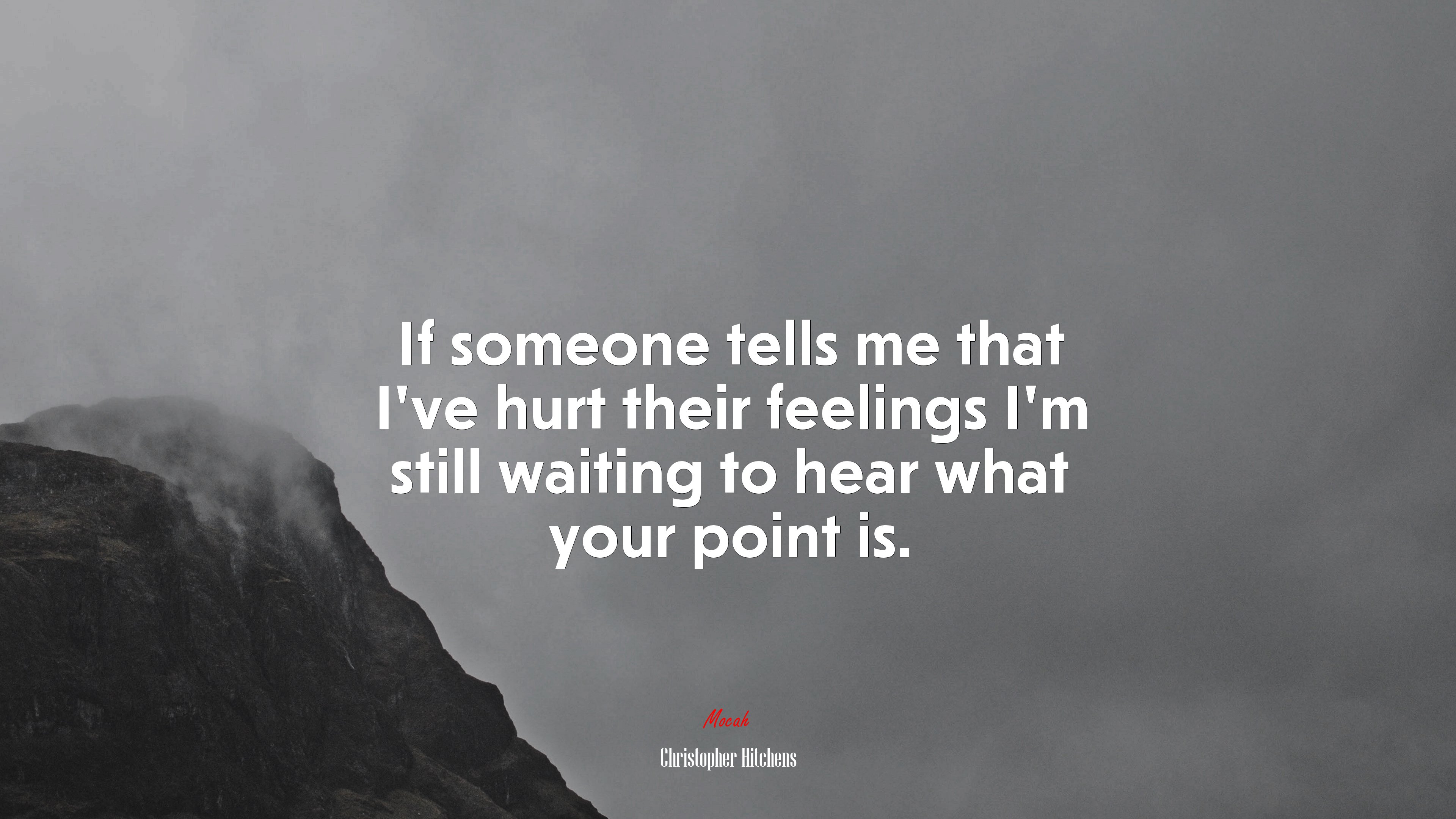 If someone tells me that I’ve hurt their feelings I’m still waiting to hear what your point is. | Christopher Hitchens quote HD Wallpaper