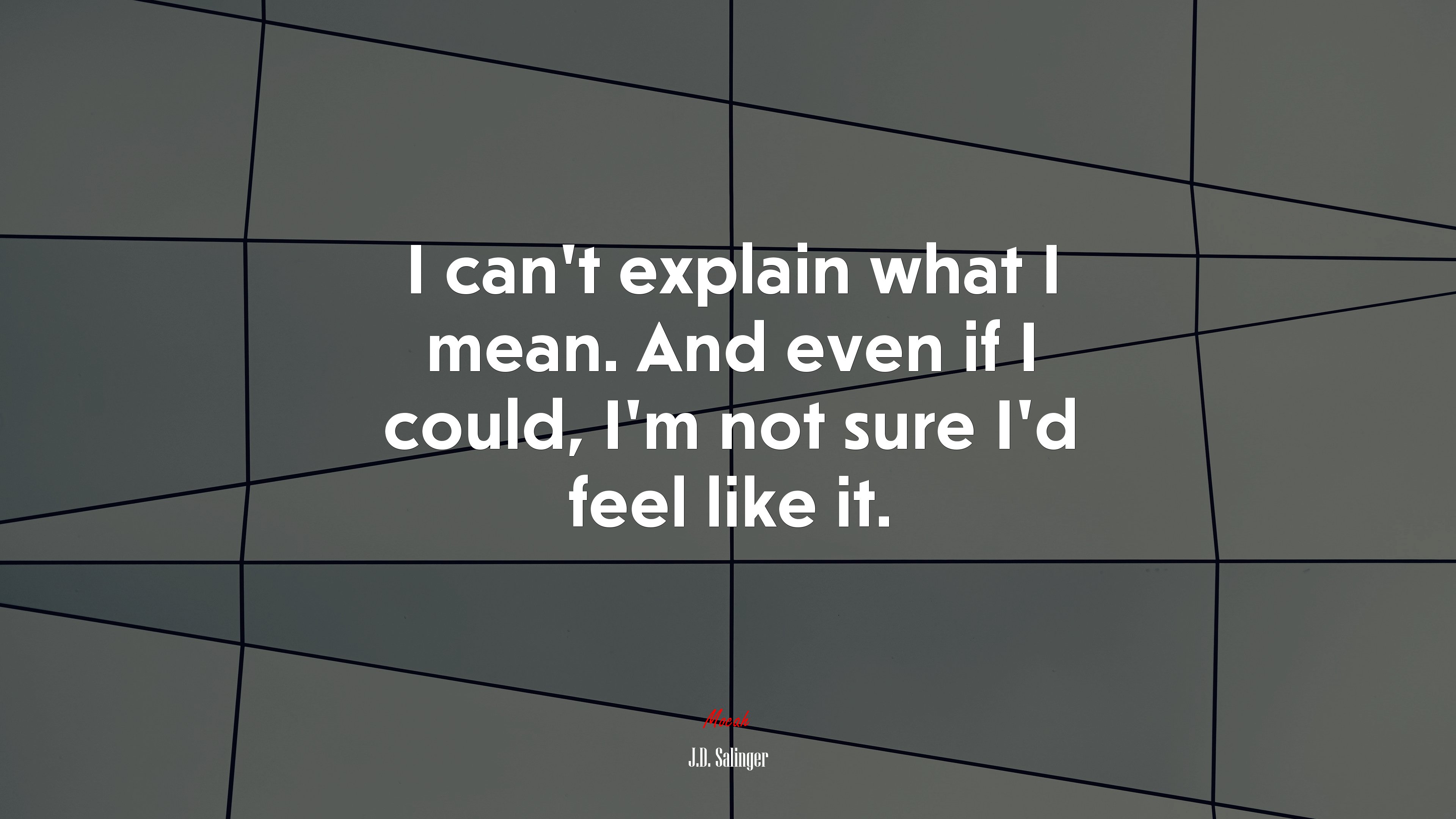 I can’t explain what I mean. And even if I could, I’m not sure I’d feel like it. | J.D. Salinger quote HD Wallpaper