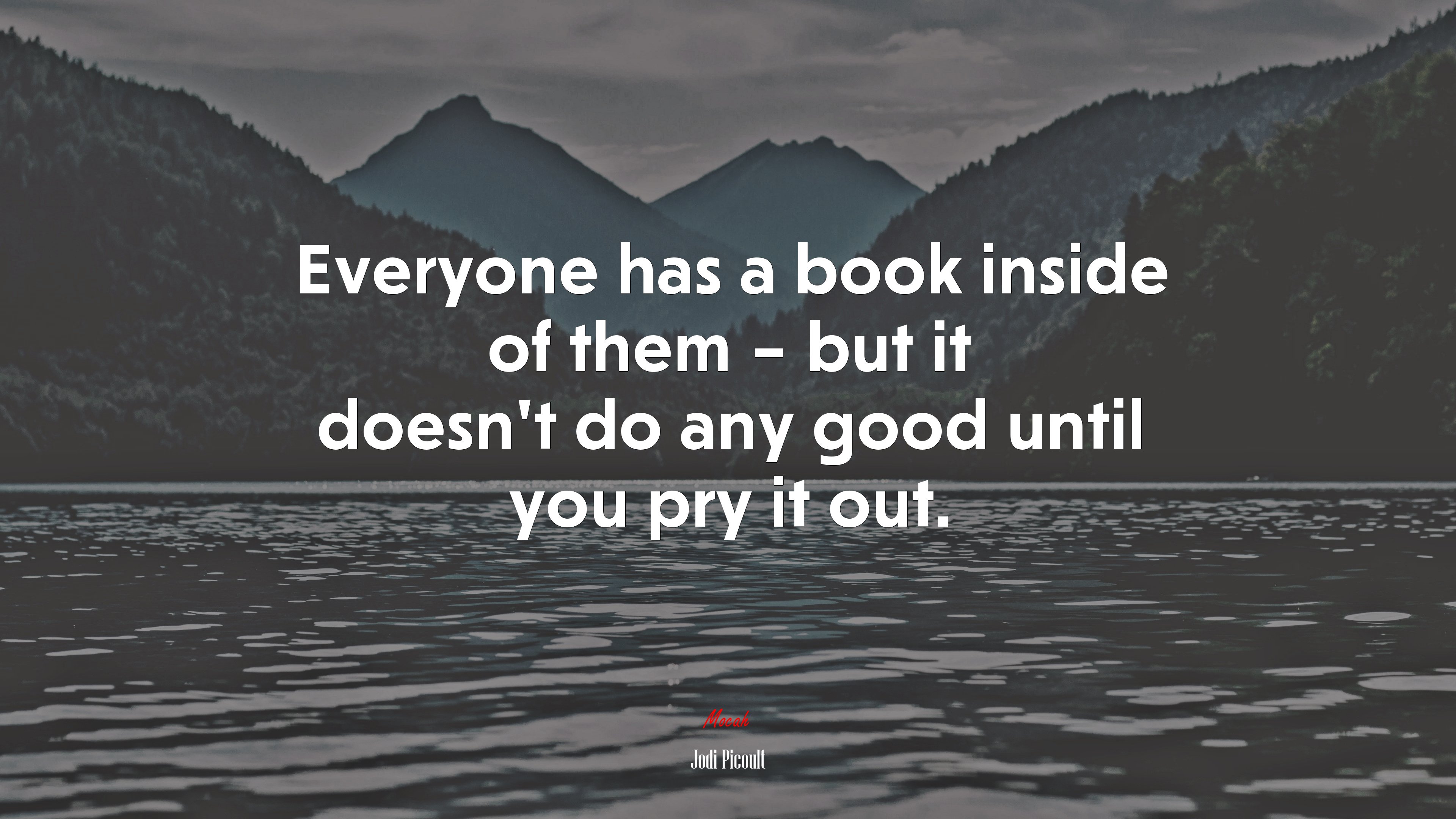 Everyone has a book inside of them – but it doesn’t do any good until you pry it out. | Jodi Picoult quote HD Wallpaper