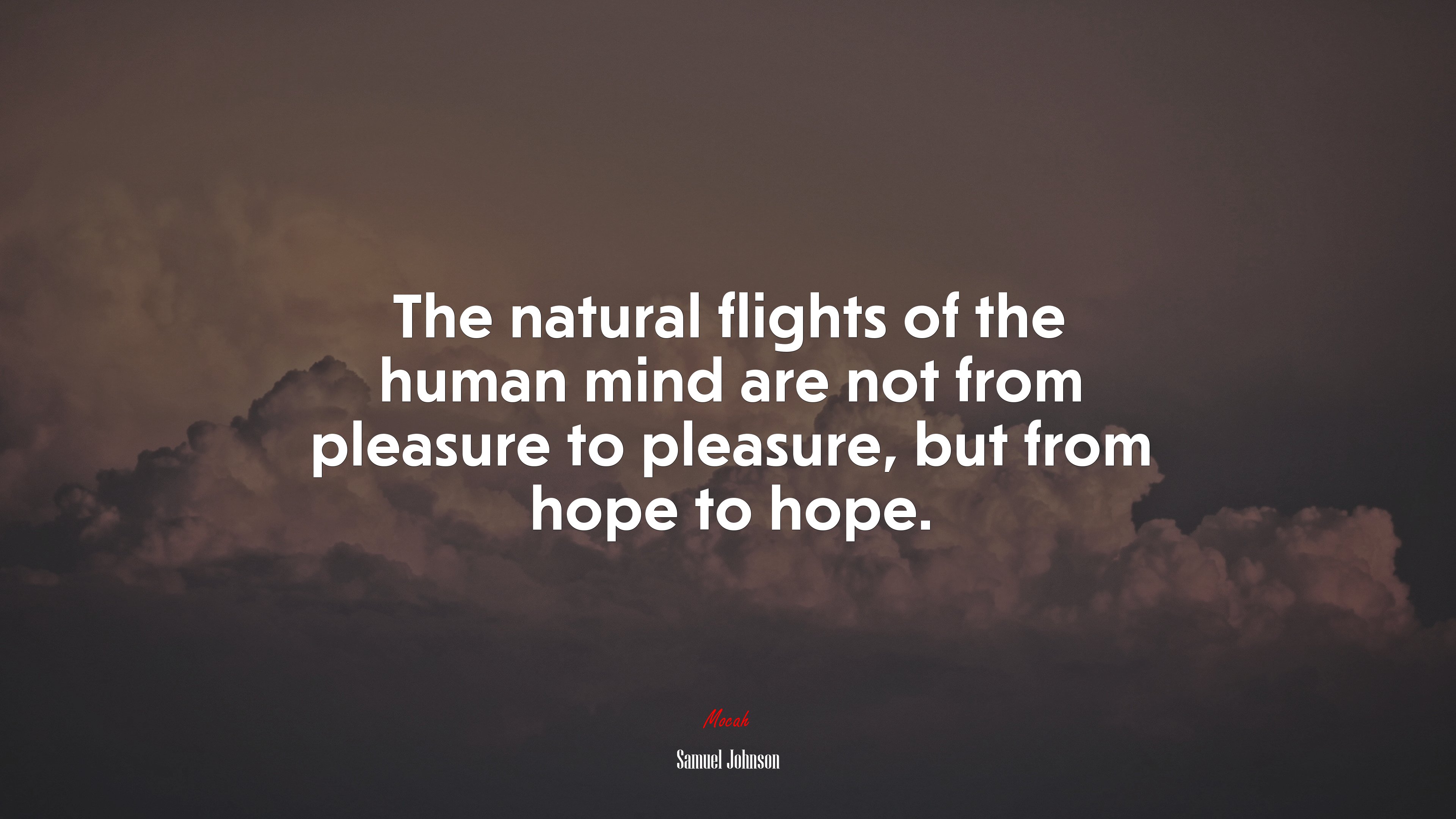 The natural flights of the human mind are not from pleasure to pleasure, but from hope to hope. | Samuel Johnson quote HD Wallpaper