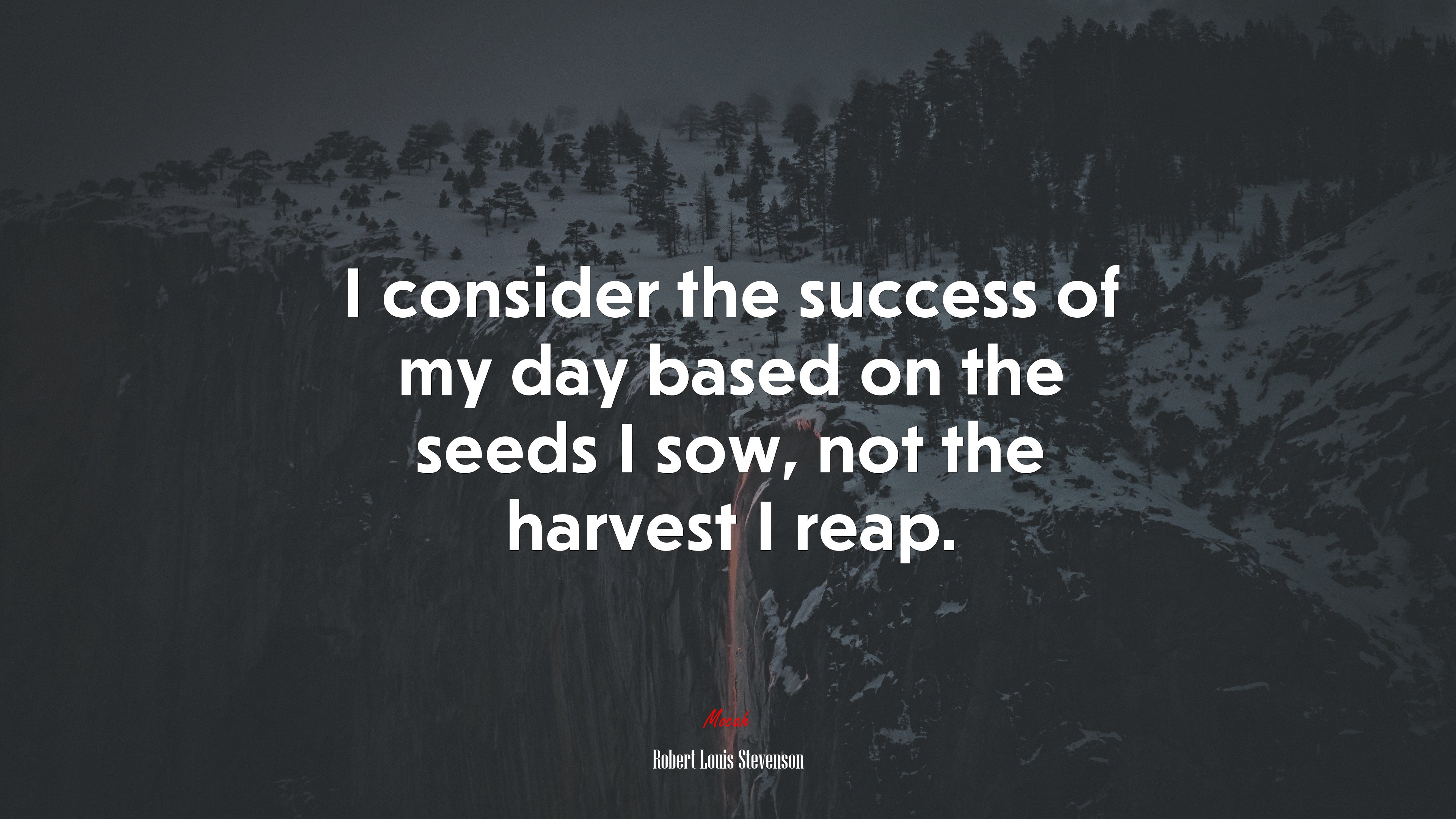 I consider the success of my day based on the seeds I sow, not the harvest I reap. | Robert Louis Stevenson quote HD Wallpaper