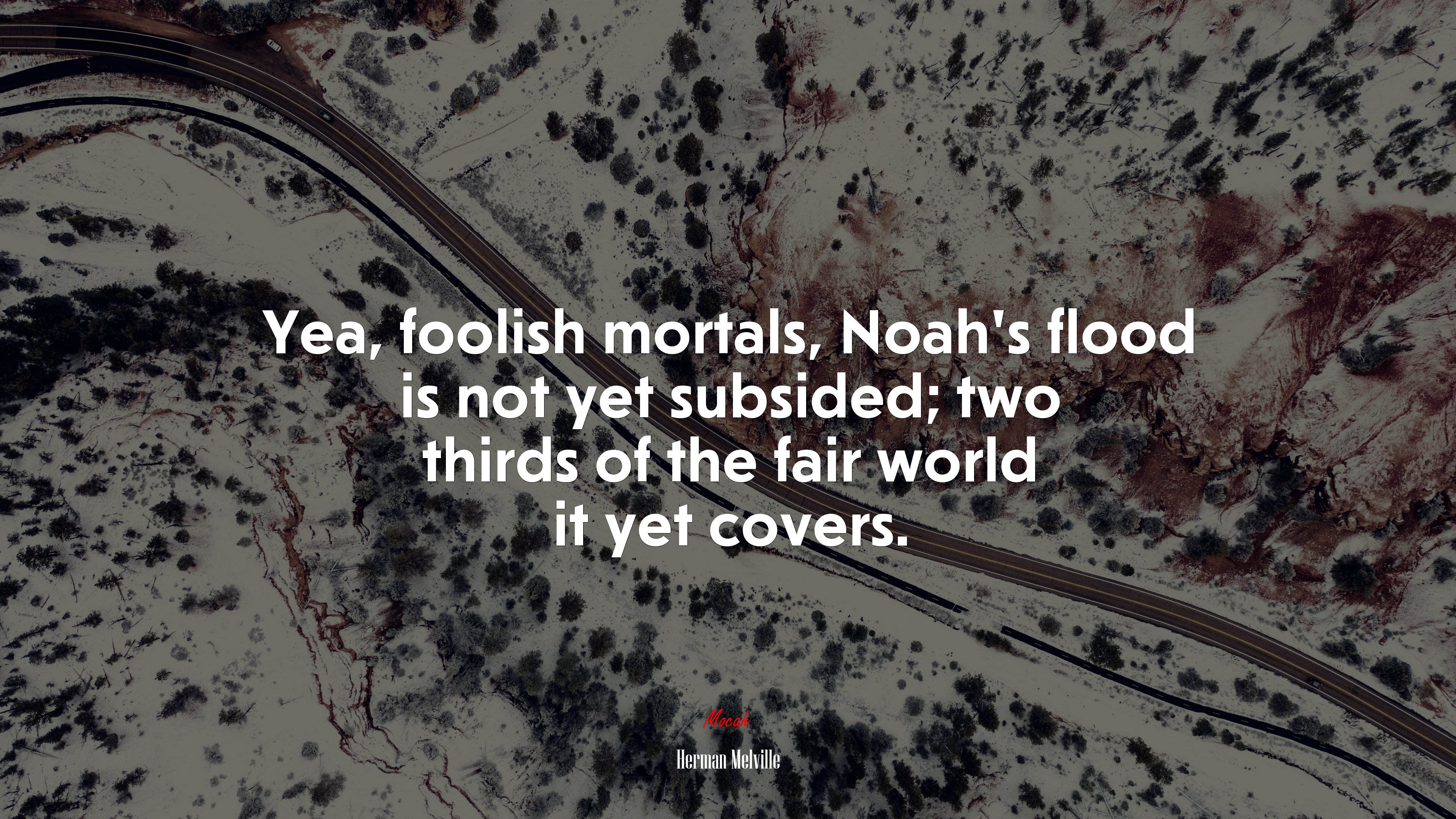 Yea, foolish mortals, Noah’s flood is not yet subsided; two thirds of the fair world it yet covers. | Herman Melville quote HD Wallpaper