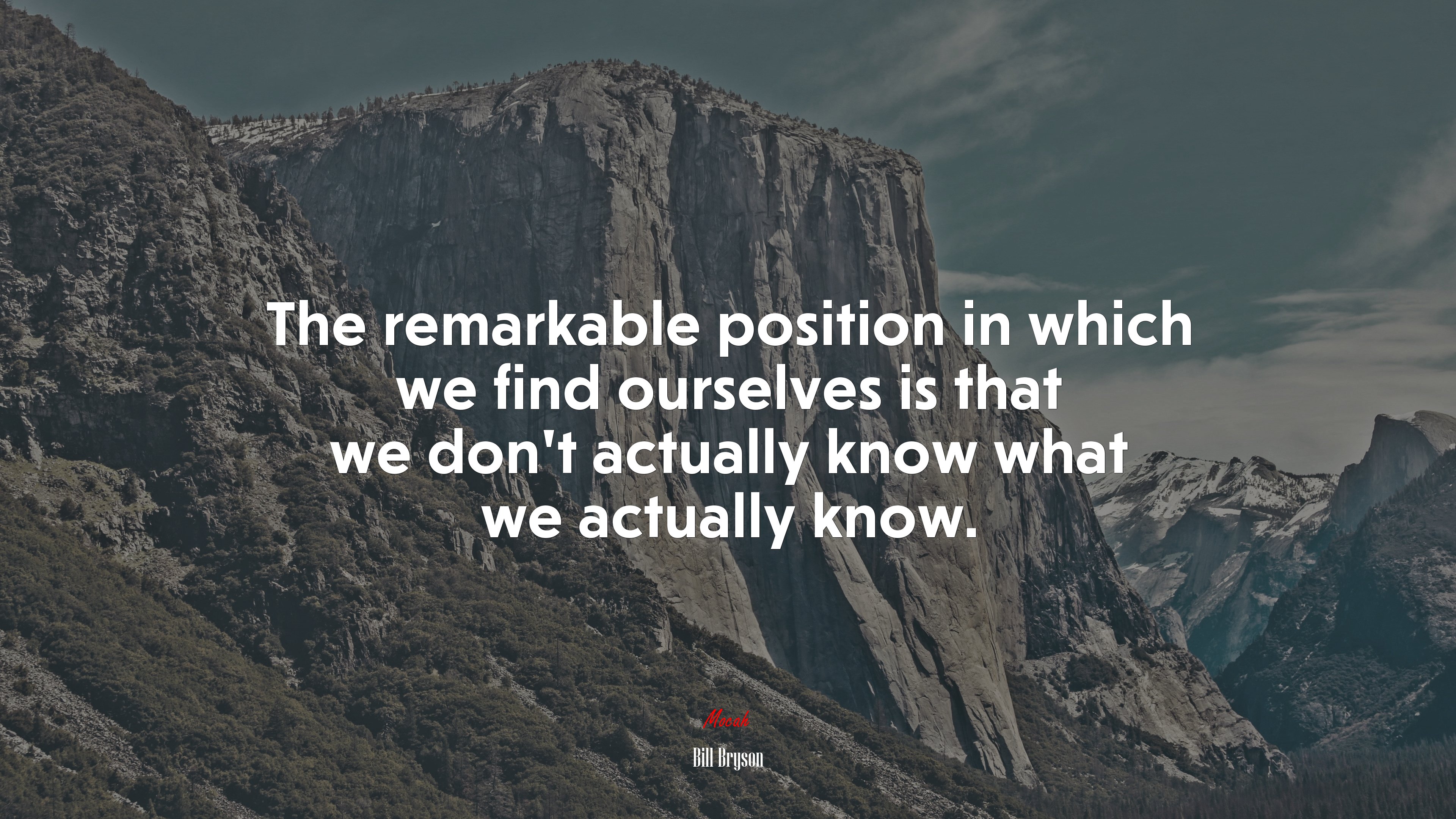The remarkable position in which we find ourselves is that we don’t actually know what we actually know. | Bill Bryson quote HD Wallpaper