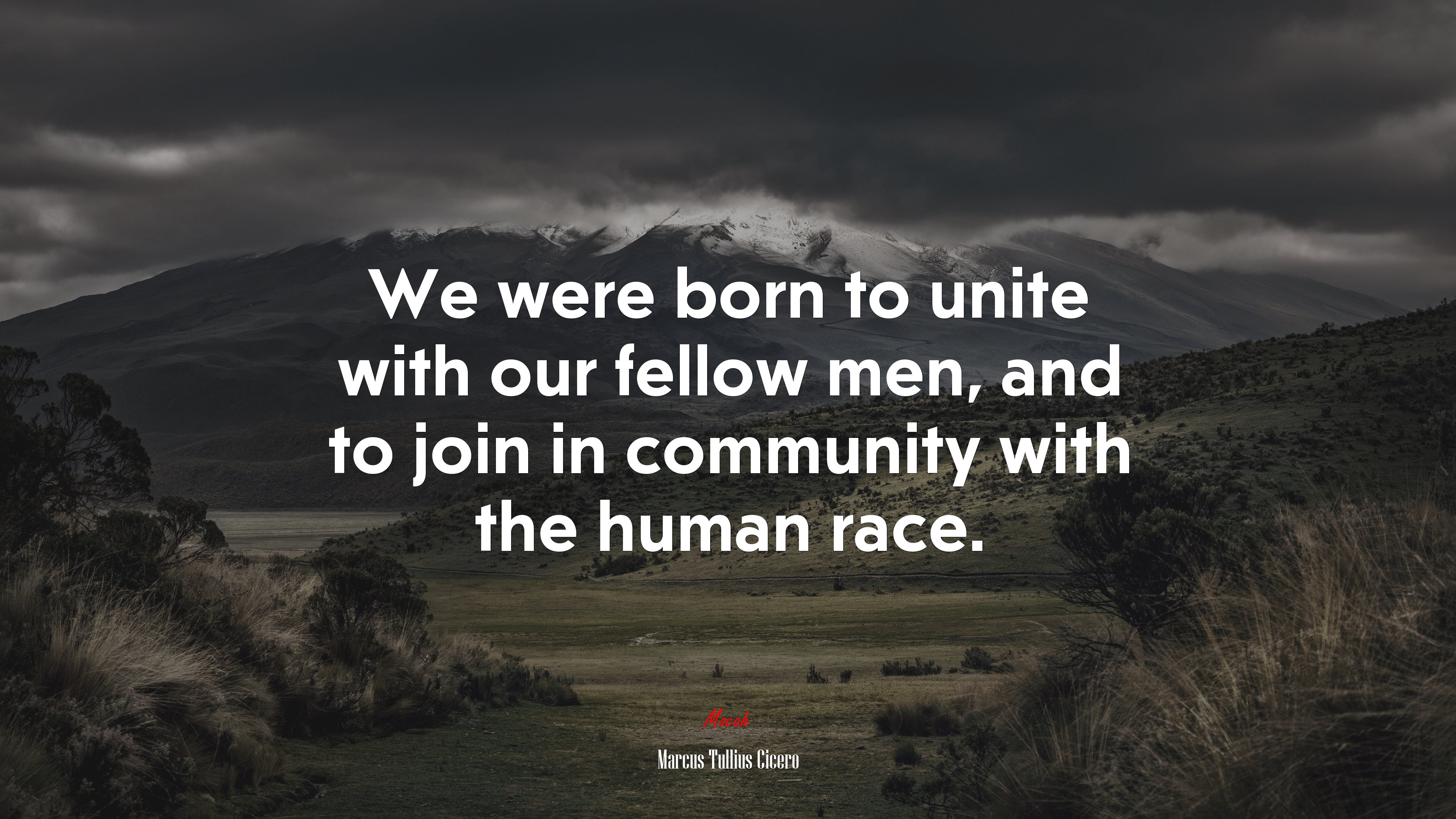 We were born to unite with our fellow men, and to join in community with the human race. | Marcus Tullius Cicero quote HD Wallpaper