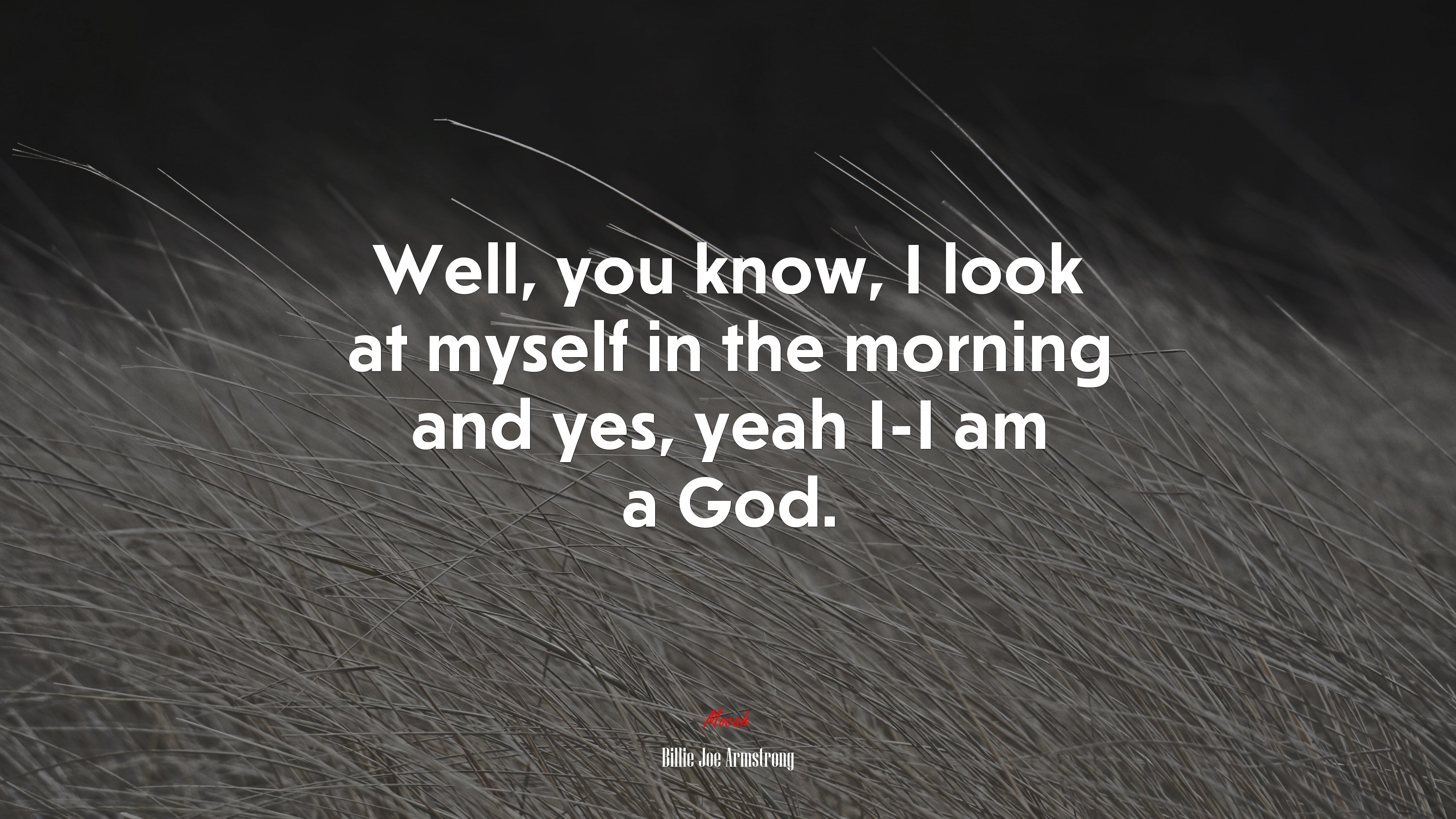 Well, you know, I look at myself in the morning and yes, yeah I-I am a God. | Billie Joe Armstrong quote HD Wallpaper
