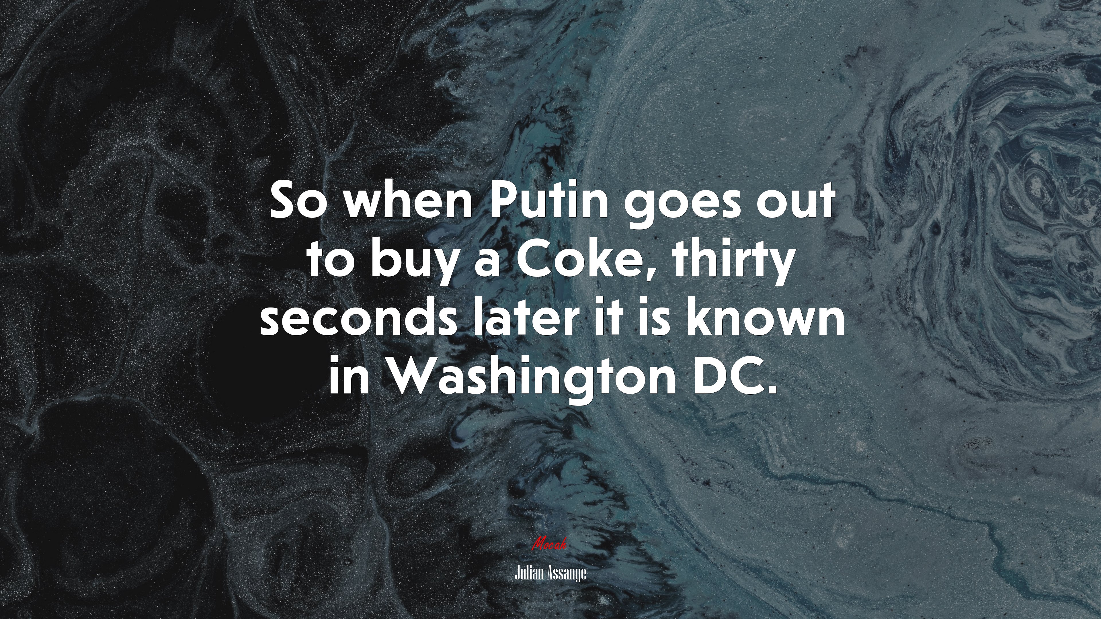 So when Putin goes out to buy a Coke, thirty seconds later it is known in Washington DC. | Julian Assange quote HD Wallpaper