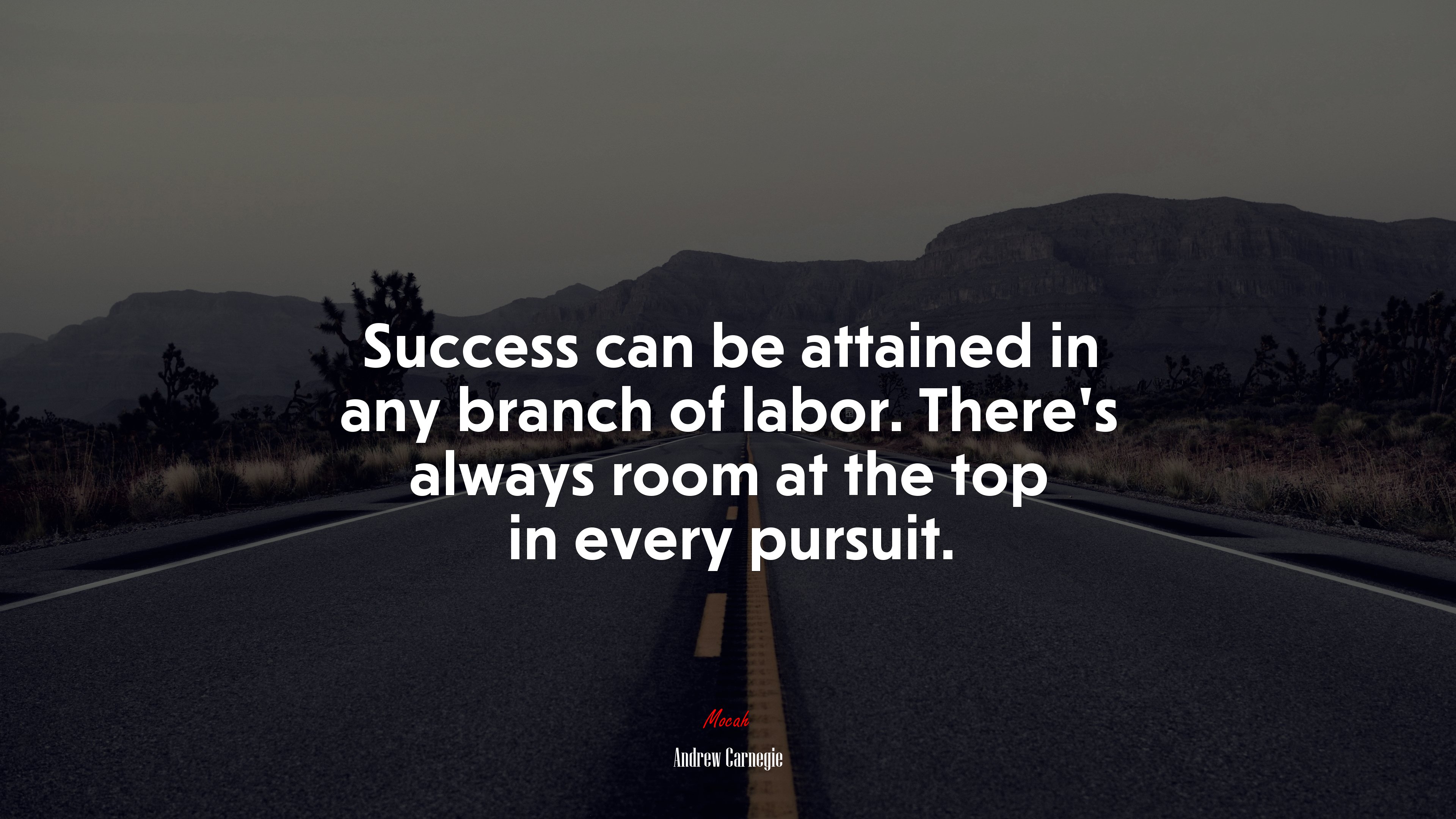 Success can be attained in any branch of labor. There’s always room at the top in every pursuit. | Andrew Carnegie quote HD Wallpaper