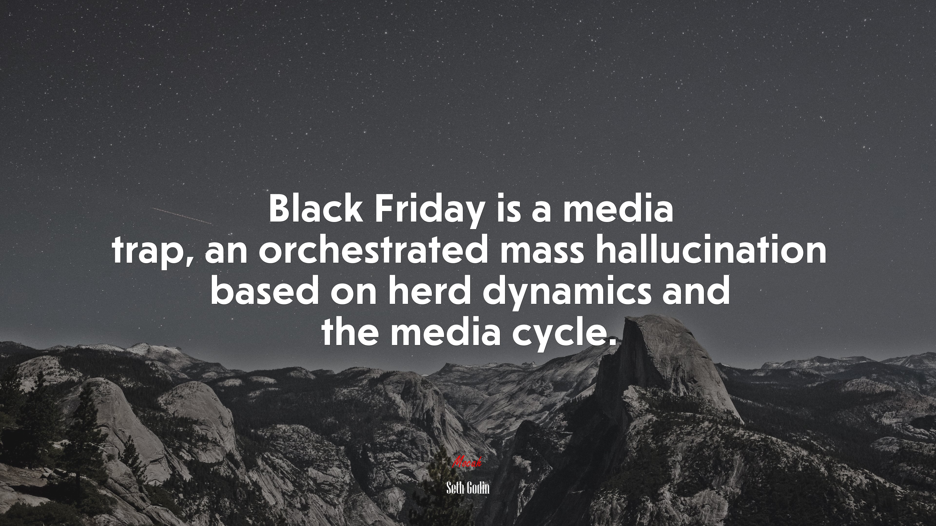 Black Friday is a media trap, an orchestrated mass hallucination based on herd dynamics and the media cycle. | Seth Godin quote HD Wallpaper
