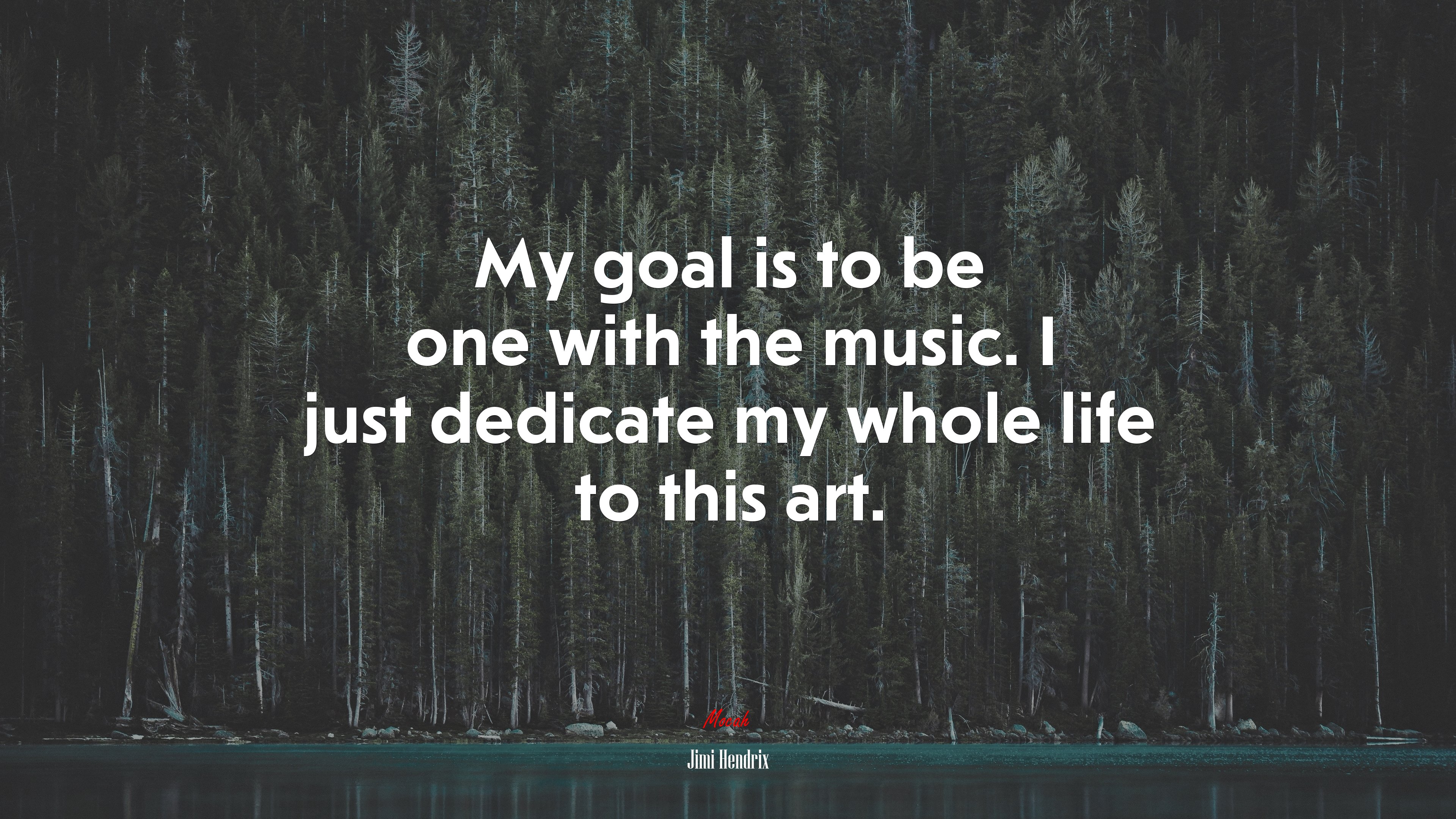 My goal is to be one with the music. I just dedicate my whole life to this art. | Jimi Hendrix quote HD Wallpaper