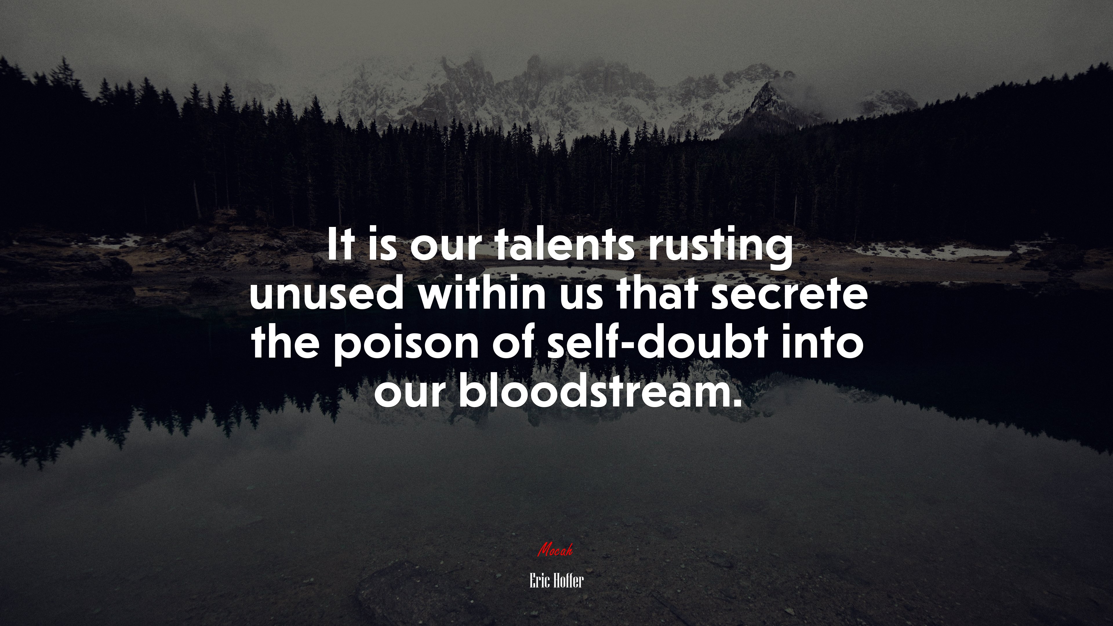 It is our talents rusting unused within us that secrete the poison of self-doubt into our bloodstream. | Eric Hoffer quote HD Wallpaper