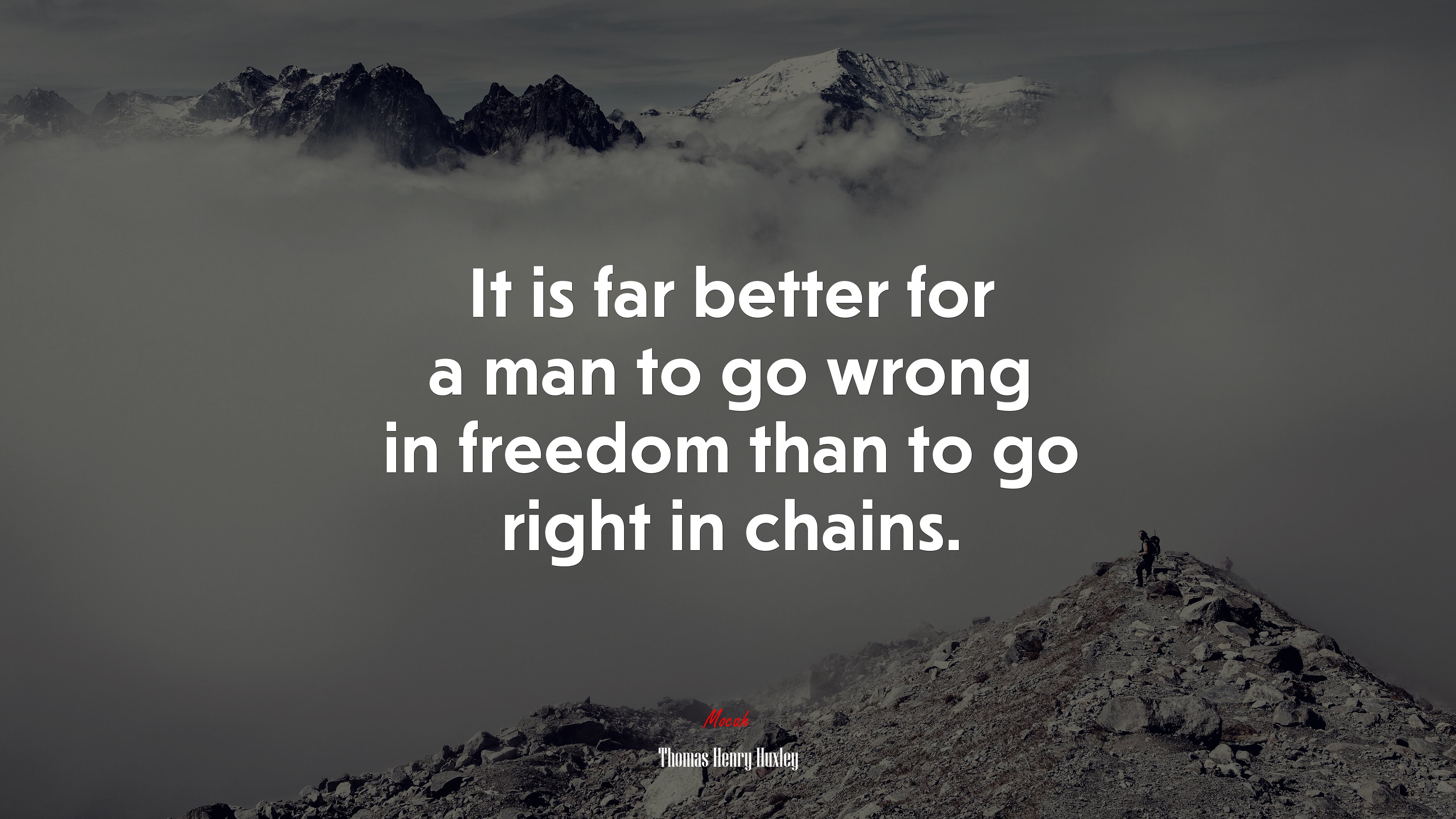 It is far better for a man to go wrong in freedom than to go right in chains. | Thomas Henry Huxley quote HD Wallpaper