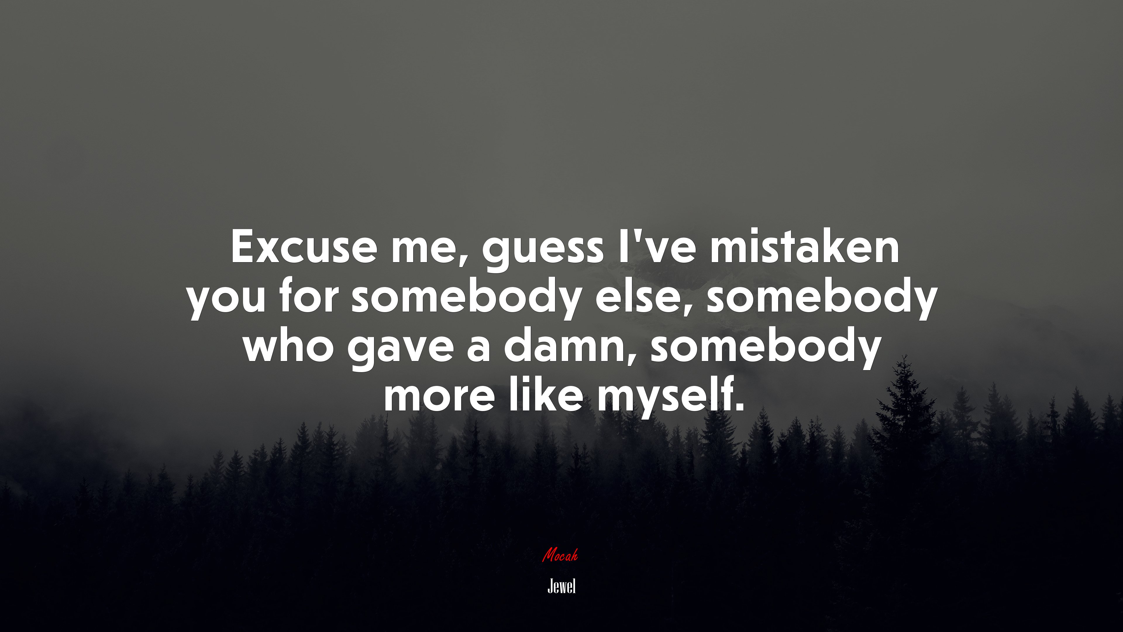 Excuse me, guess I’ve mistaken you for somebody else, somebody who gave a damn, somebody more like myself. | Jewel quote HD Wallpaper