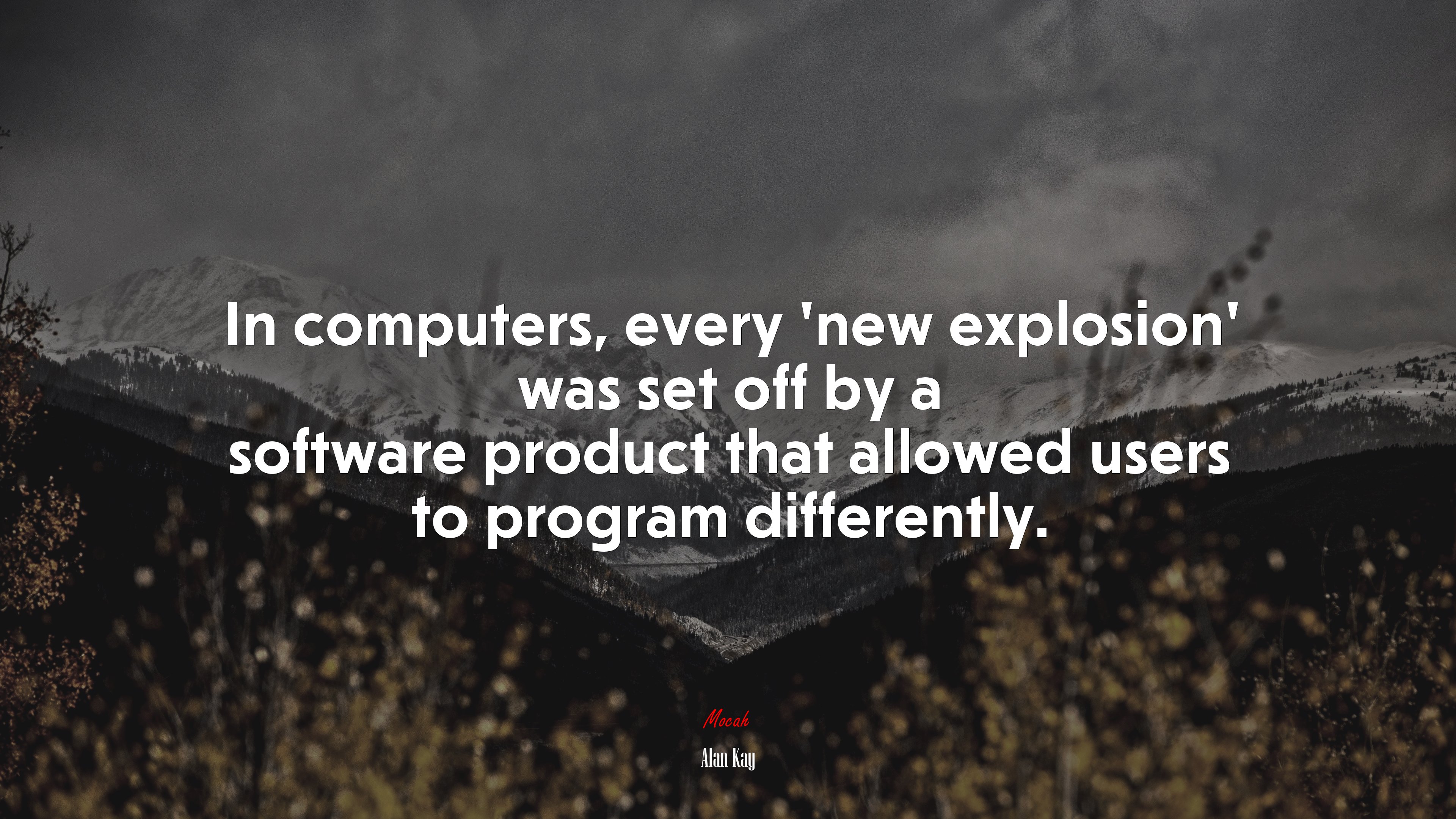 In computers, every ‘new explosion’ was set off by a software product that allowed users to program differently. | Alan Kay quote HD Wallpaper