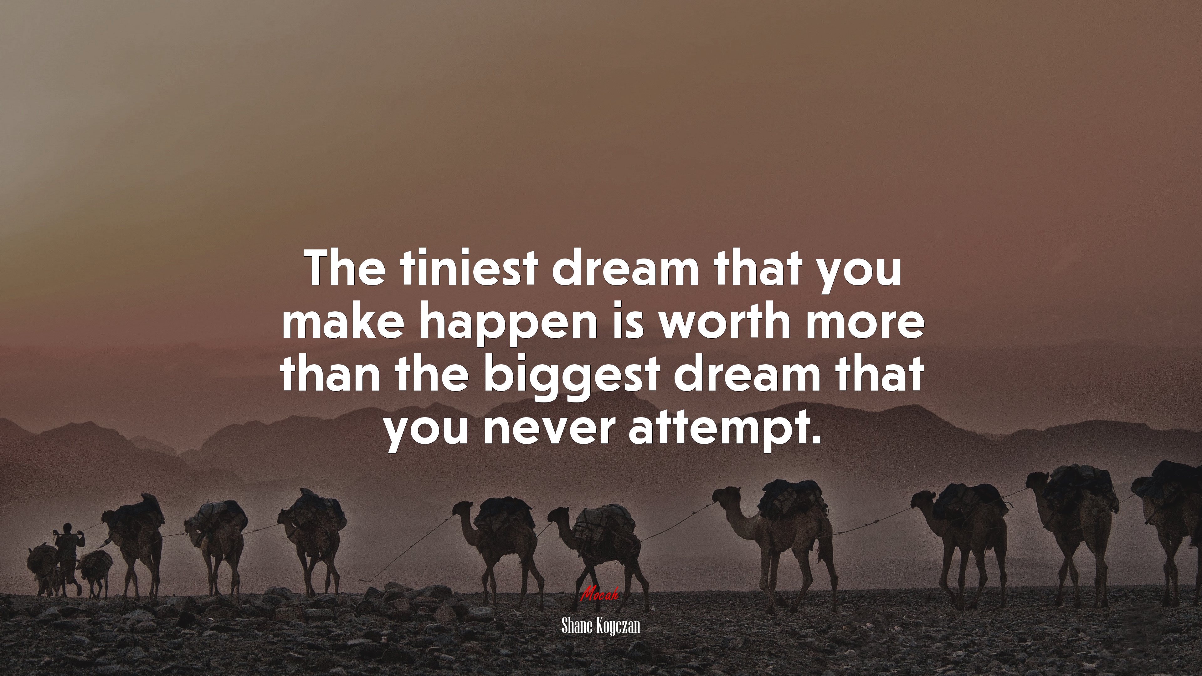 The tiniest dream that you make happen is worth more than the biggest dream that you never attempt. | Shane Koyczan quote HD Wallpaper