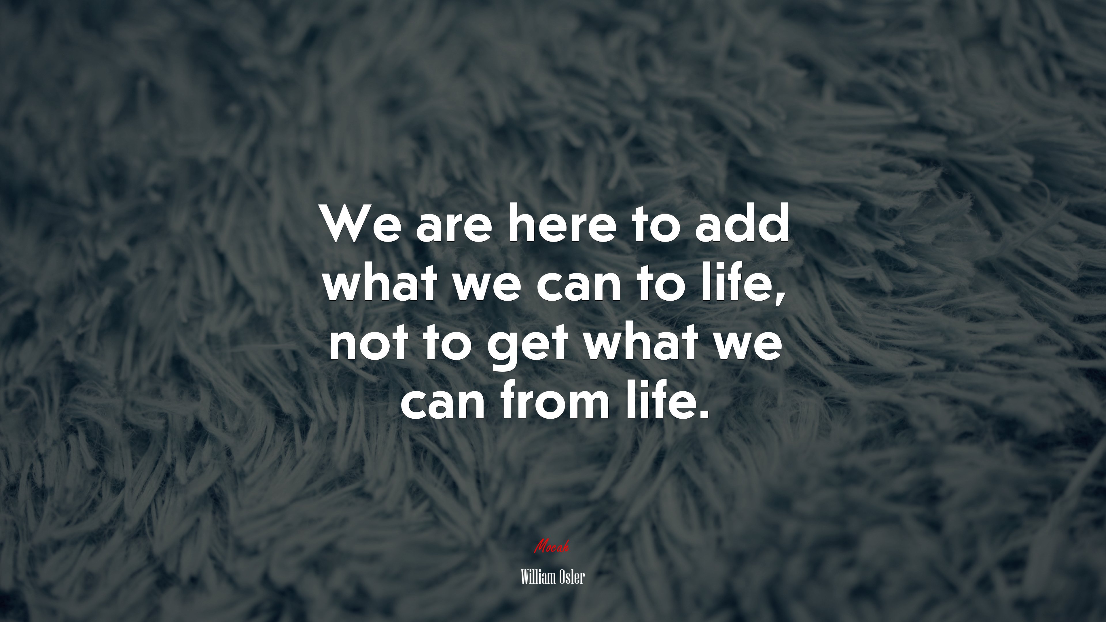 We are here to add what we can to life, not to get what we can from life. | William Osler quote HD Wallpaper