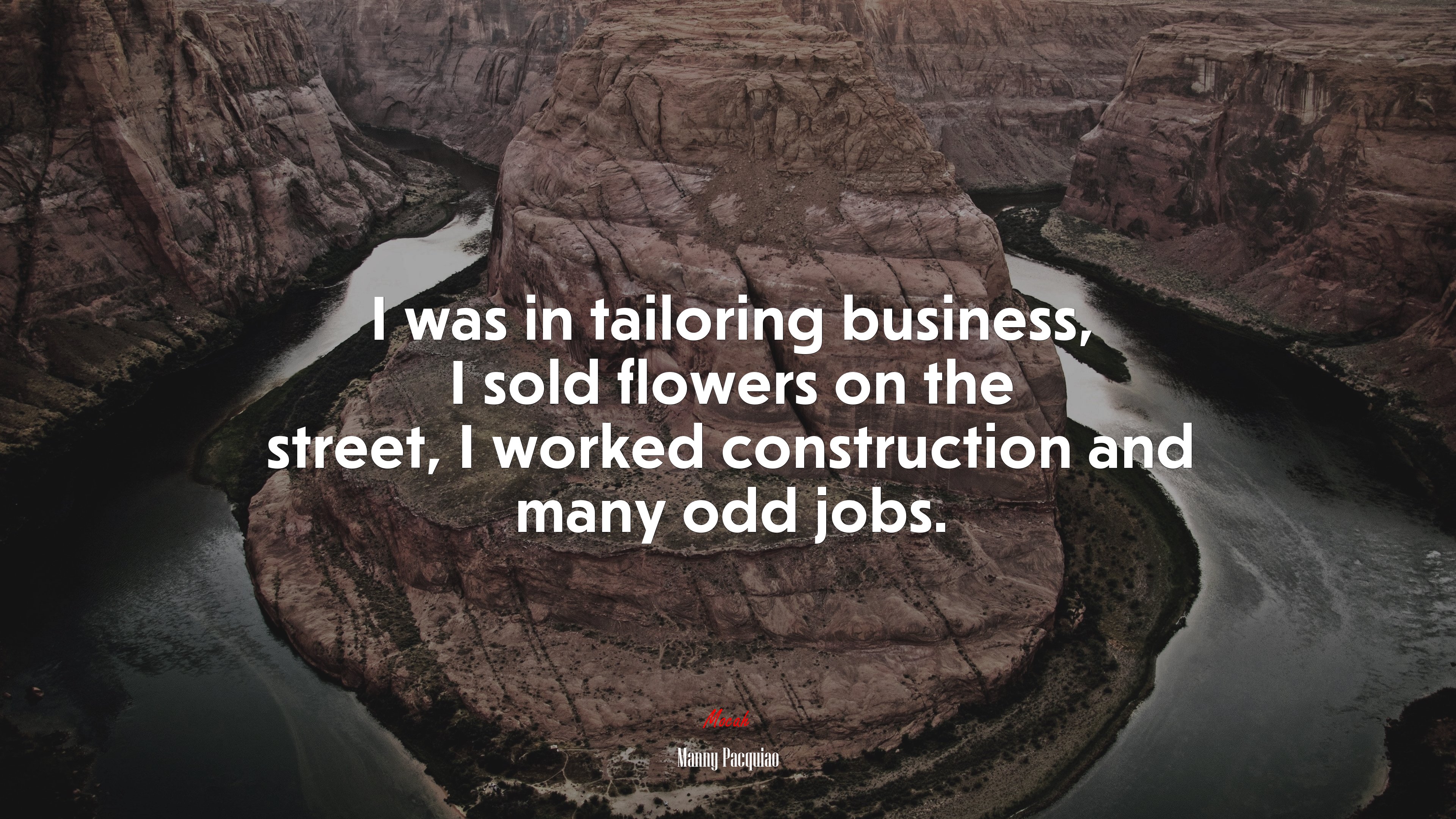 I was in tailoring business, I sold flowers on the street, I worked construction and many odd jobs. | Manny Pacquiao quote HD Wallpaper
