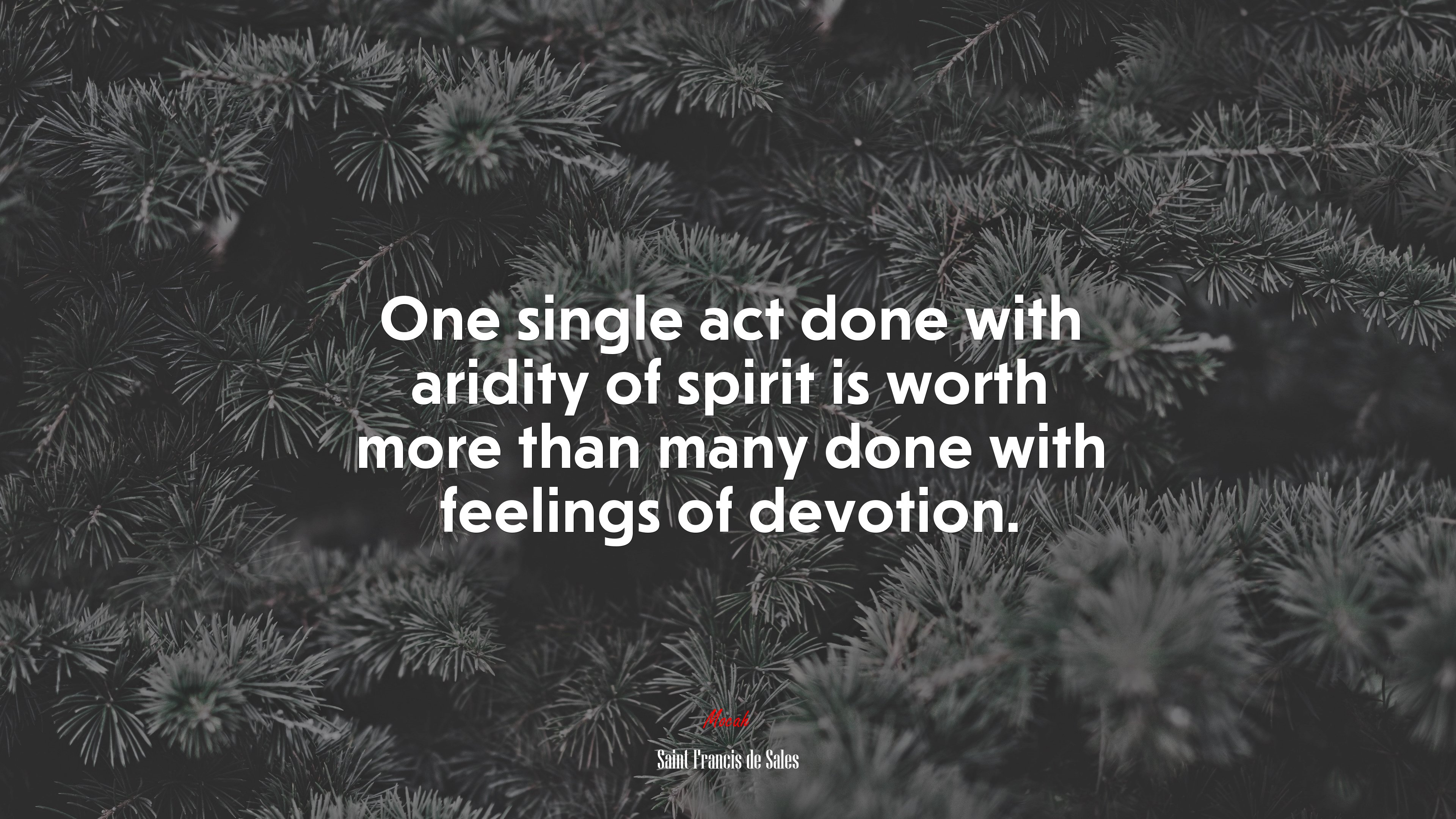 One single act done with aridity of spirit is worth more than many done with feelings of devotion. | Saint Francis de Sales quote HD Wallpaper