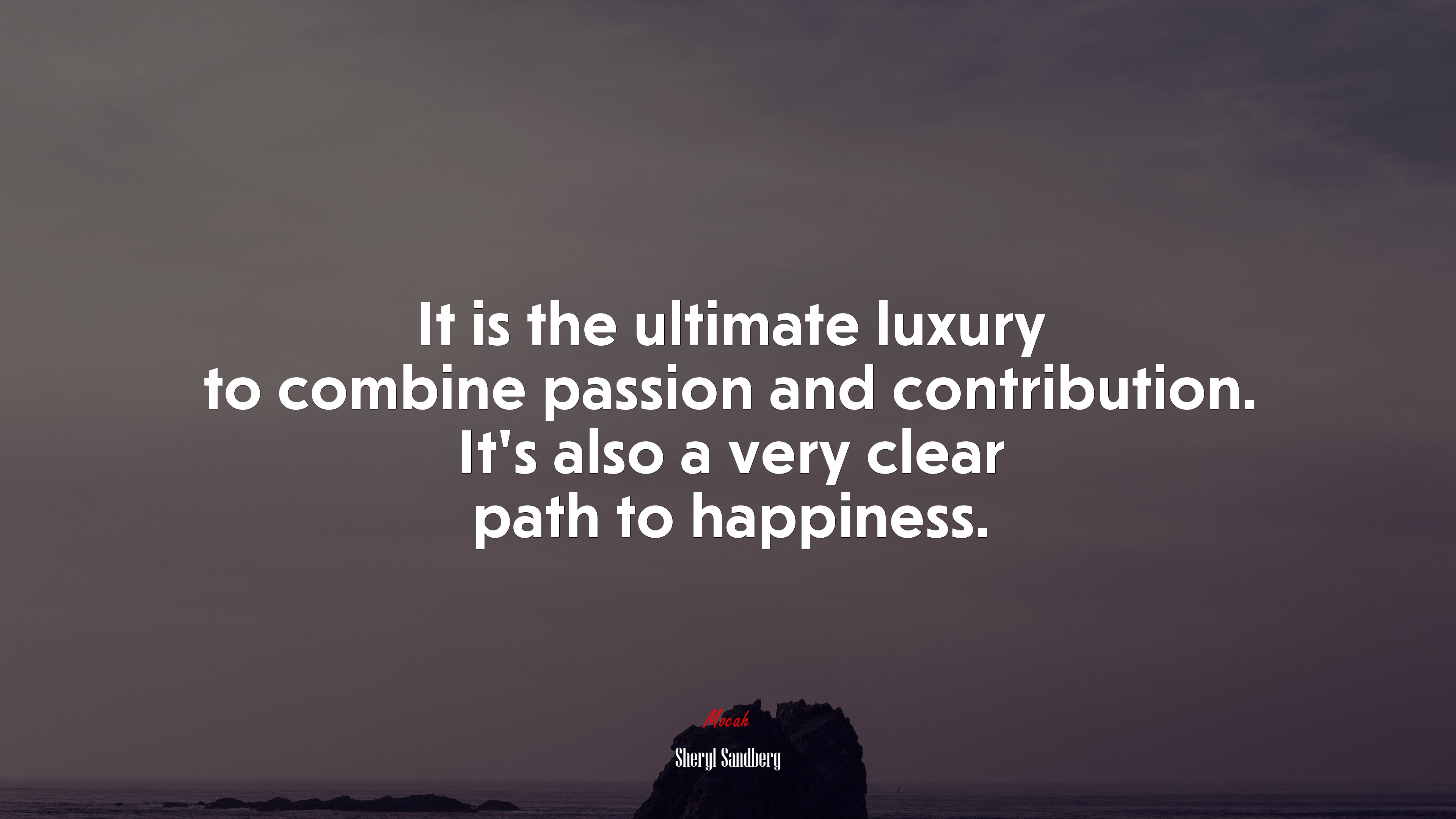 It is the ultimate luxury to combine passion and contribution. It’s also a very clear path to happiness. | Sheryl Sandberg quote HD Wallpaper