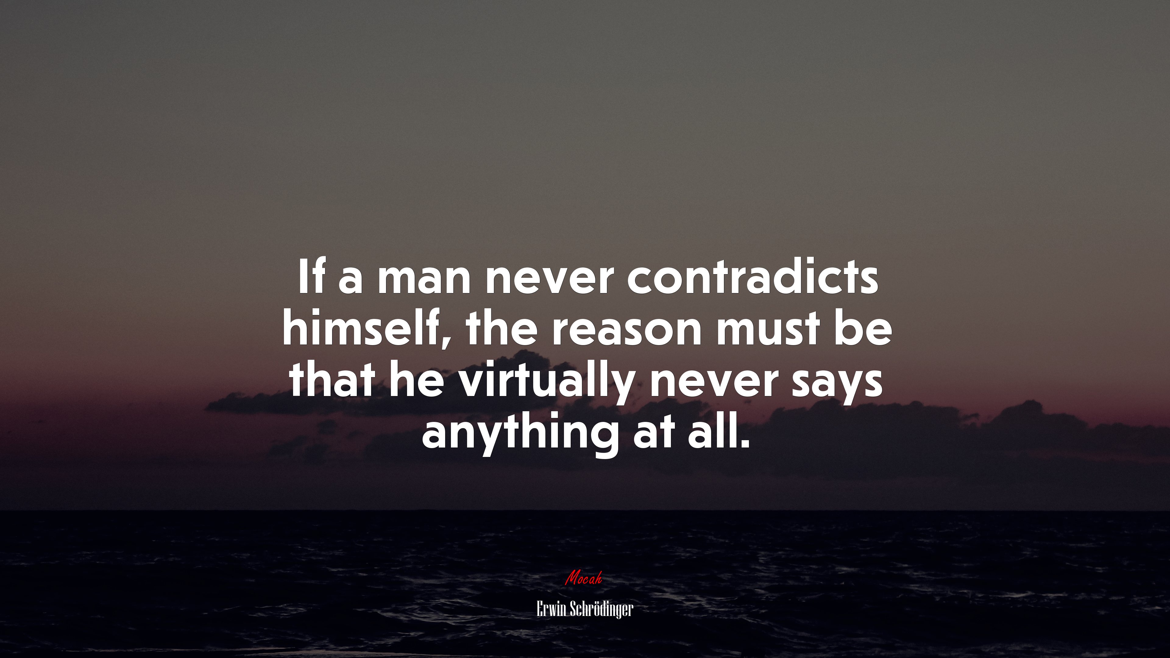 If a man never contradicts himself, the reason must be that he virtually never says anything at all. | Erwin Schrödinger quote HD Wallpaper