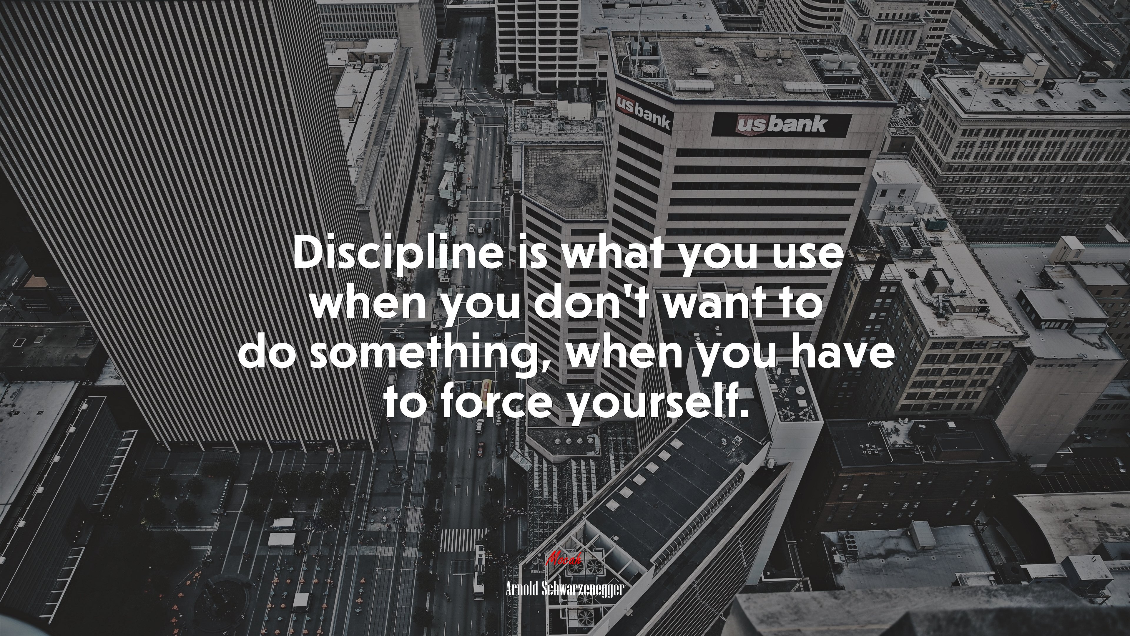 Discipline is what you use when you don’t want to do something, when you have to force yourself. | Arnold Schwarzenegger quote HD Wallpaper