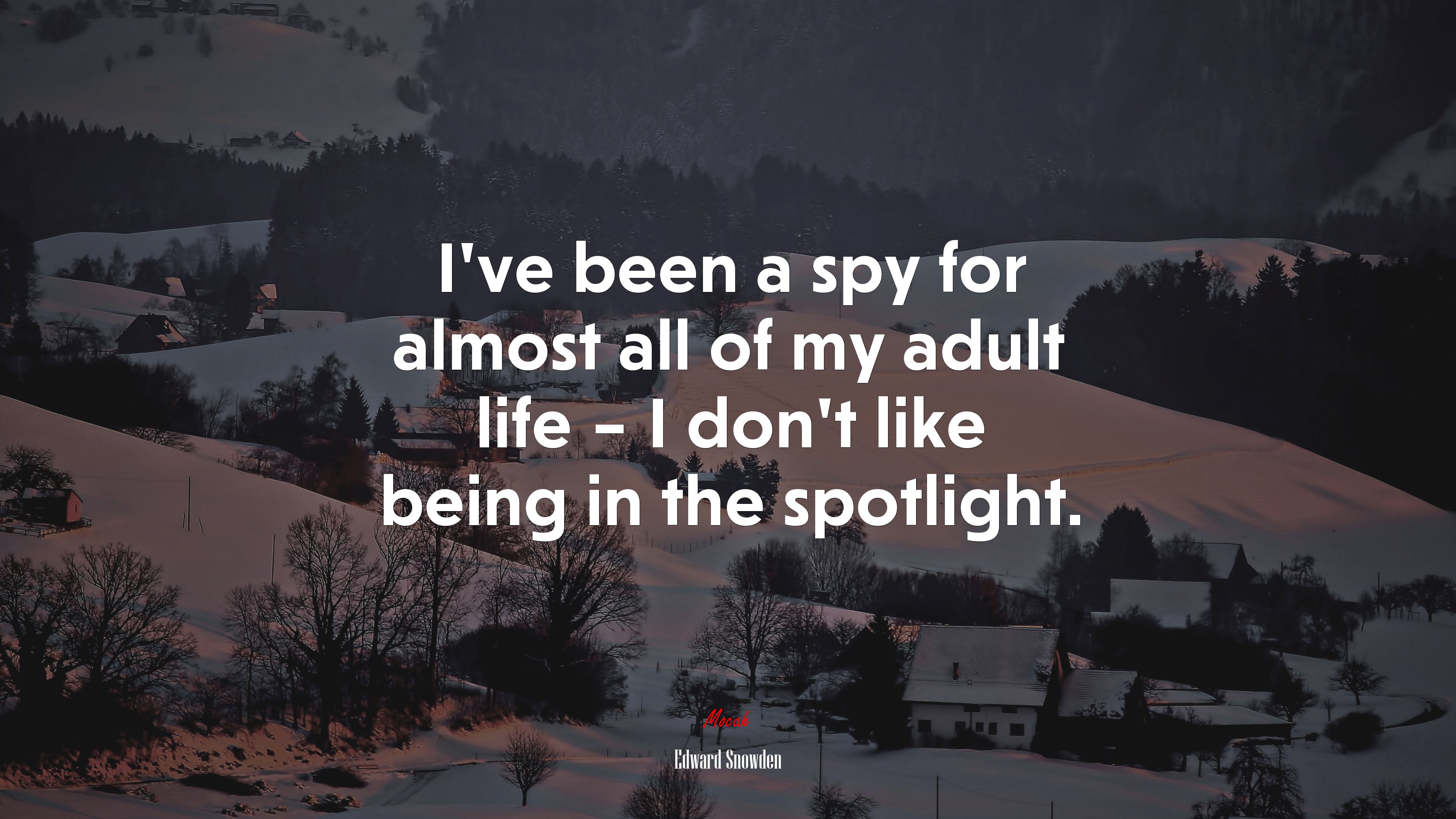 I’ve been a spy for almost all of my adult life – I don’t like being in the spotlight. | Edward Snowden quote HD Wallpaper