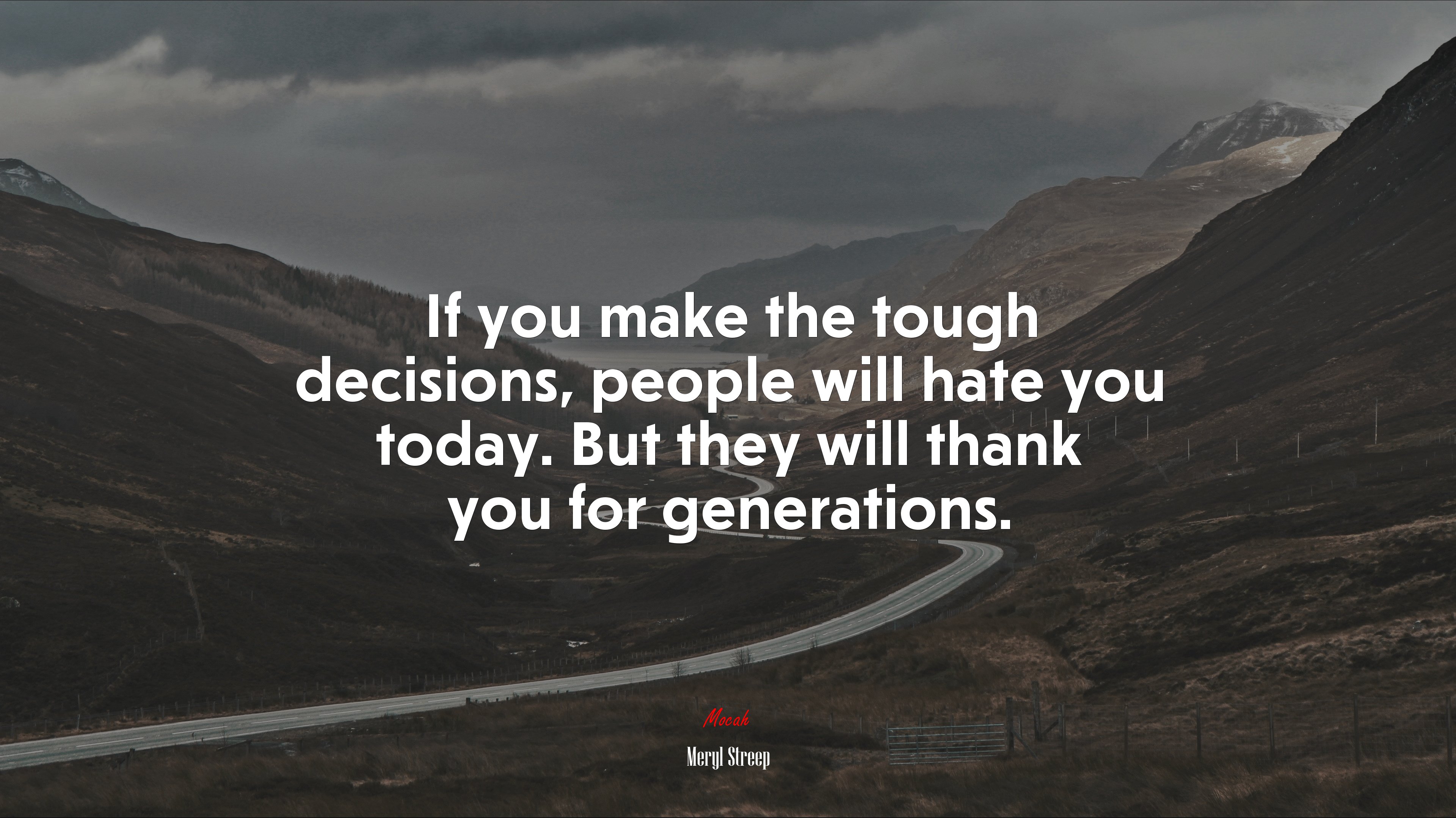 If you make the tough decisions, people will hate you today. But they will thank you for generations. | Meryl Streep quote HD Wallpaper