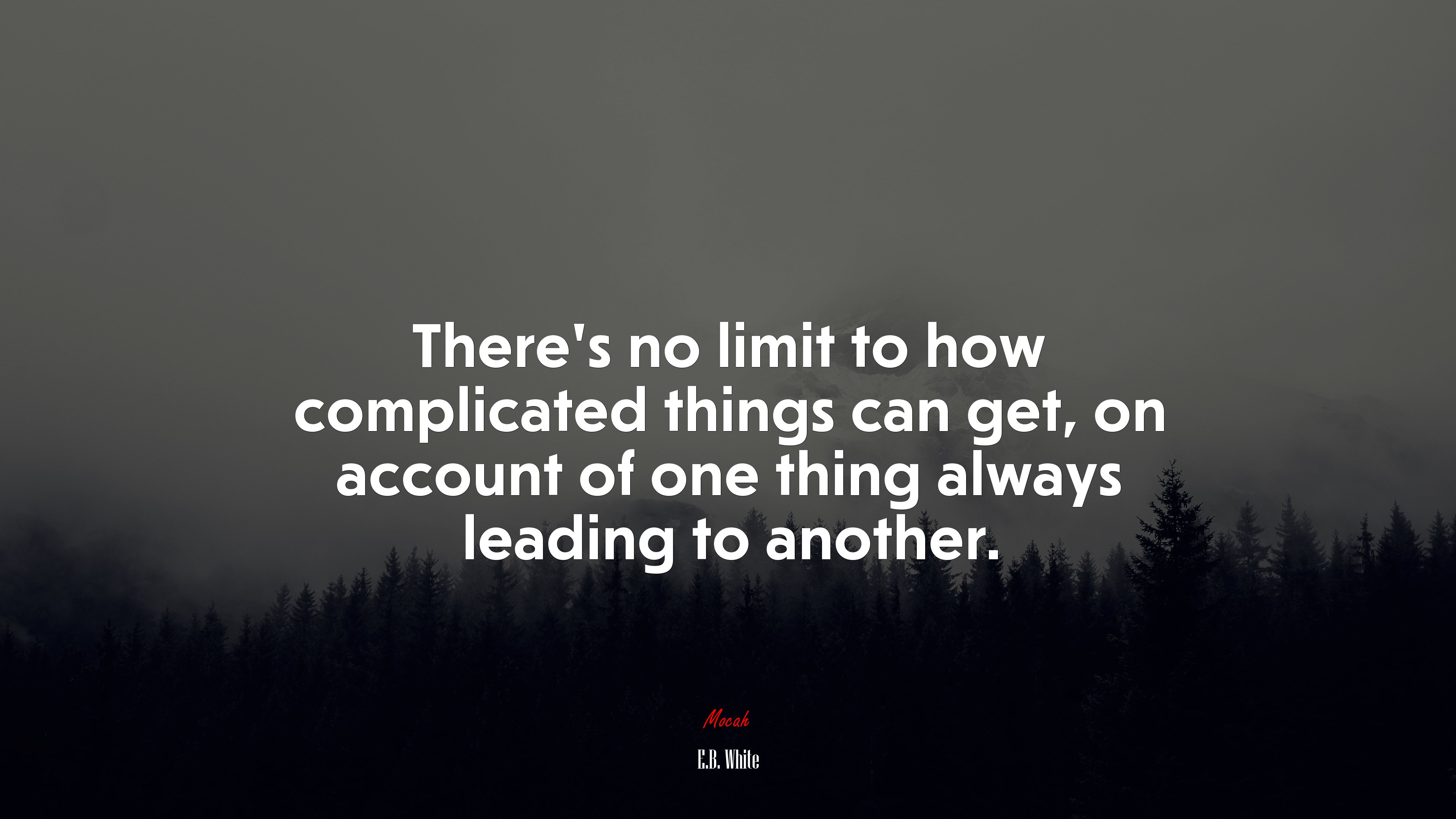 There’s no limit to how complicated things can get, on account of one thing always leading to another. | E.B. White quote HD Wallpaper