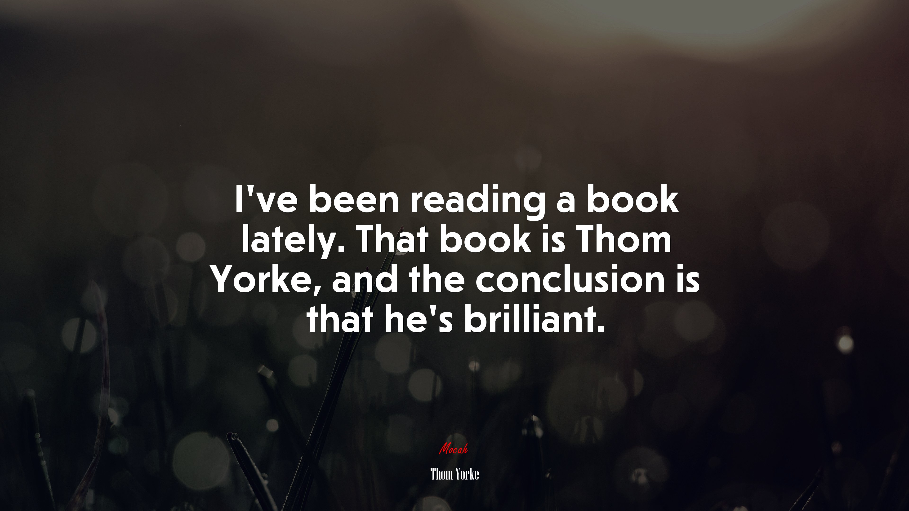 I’ve been reading a book lately. That book is Thom Yorke, and the conclusion is that he’s brilliant. | Thom Yorke quote HD Wallpaper