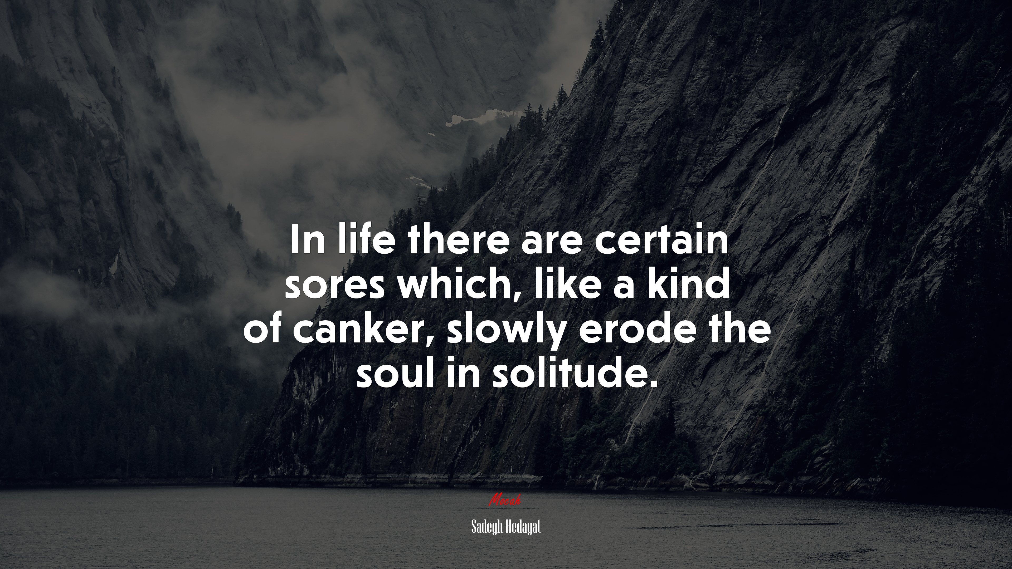 In life there are certain sores which, like a kind of canker, slowly erode the soul in solitude. | Sadegh Hedayat quote HD Wallpaper