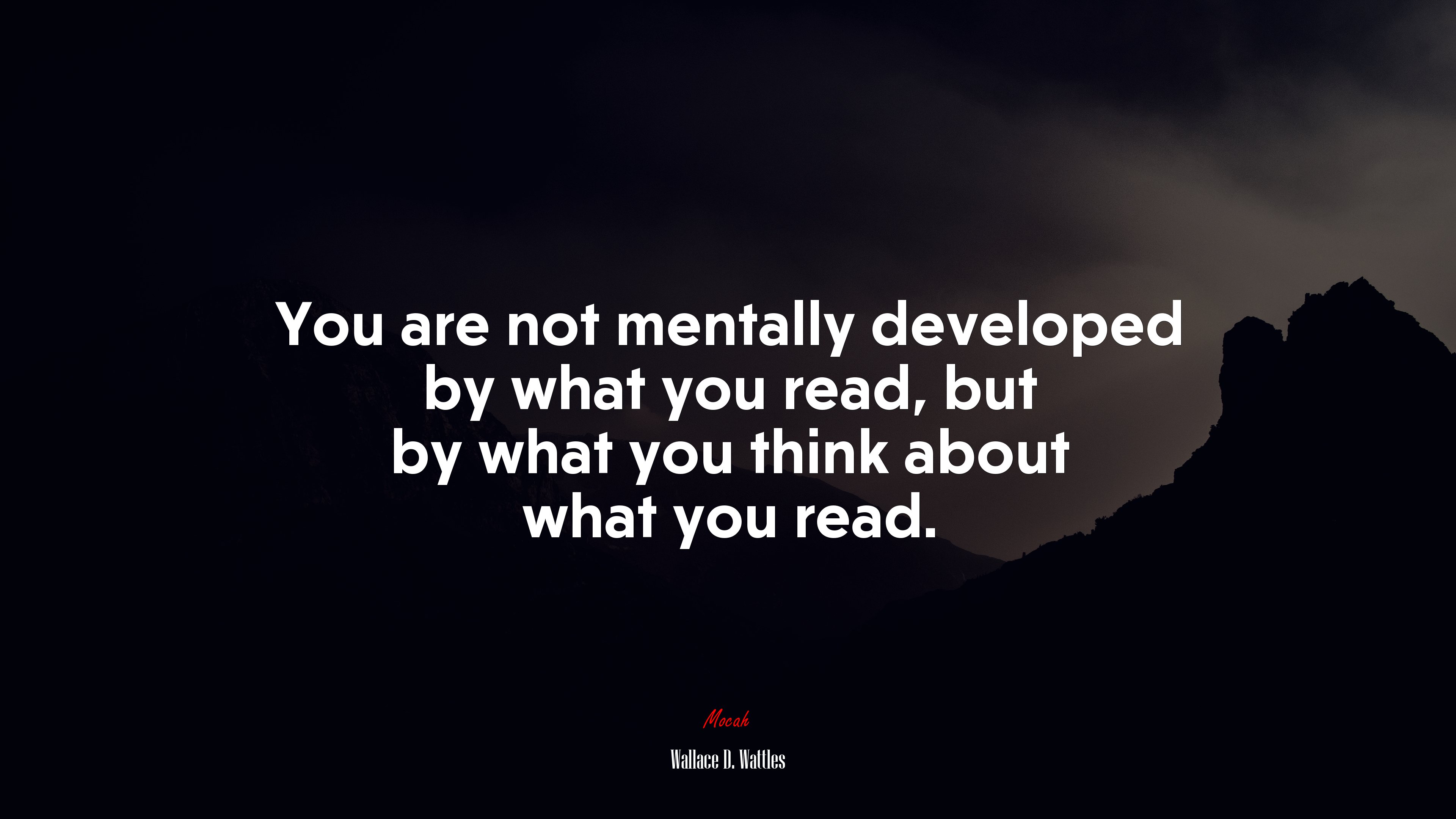You are not mentally developed by what you read, but by what you think about what you read. | Wallace D. Wattles quote HD Wallpaper