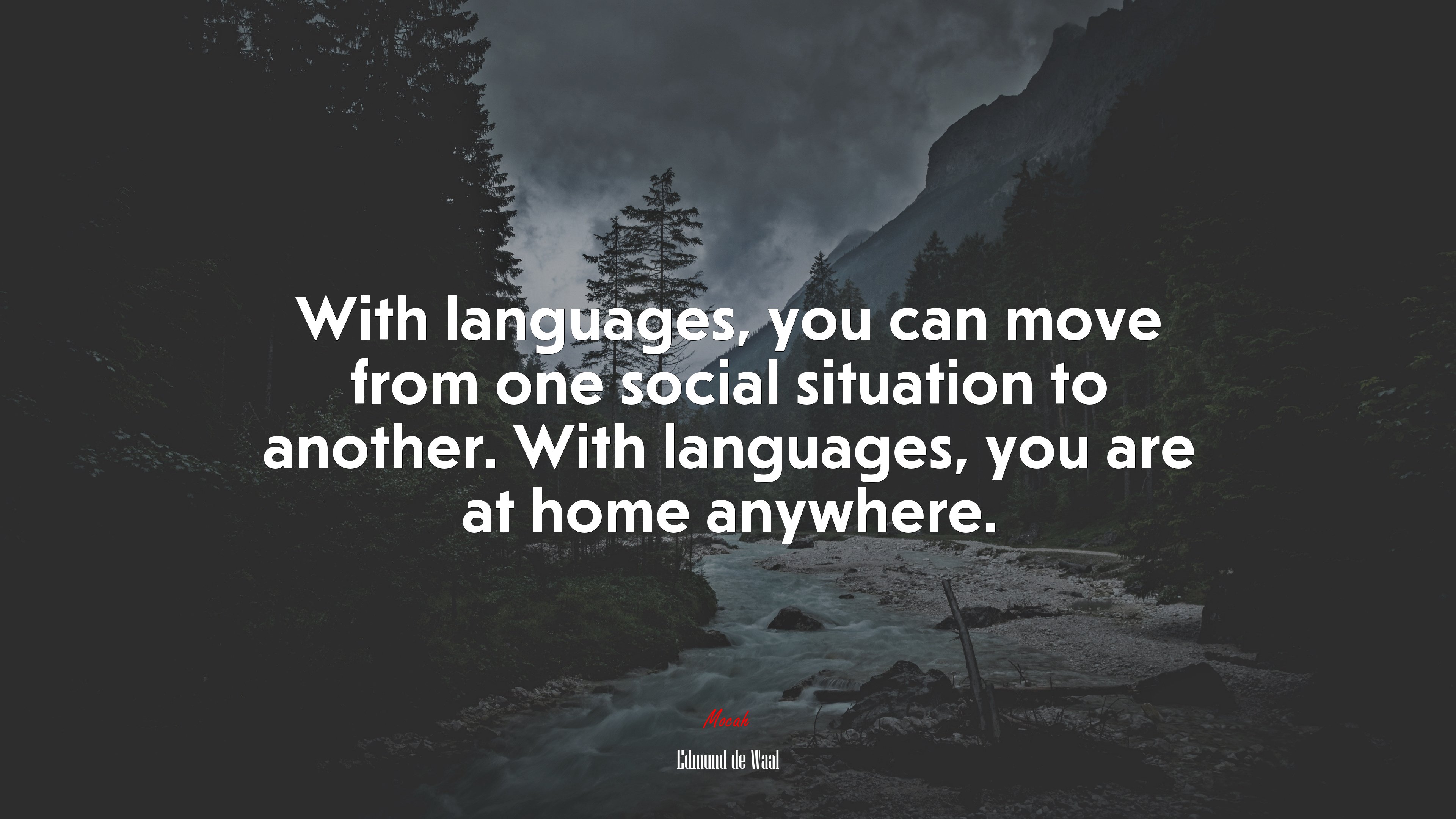 With languages, you can move from one social situation to another. With languages, you are at home anywhere. | Edmund de Waal quote HD Wallpaper