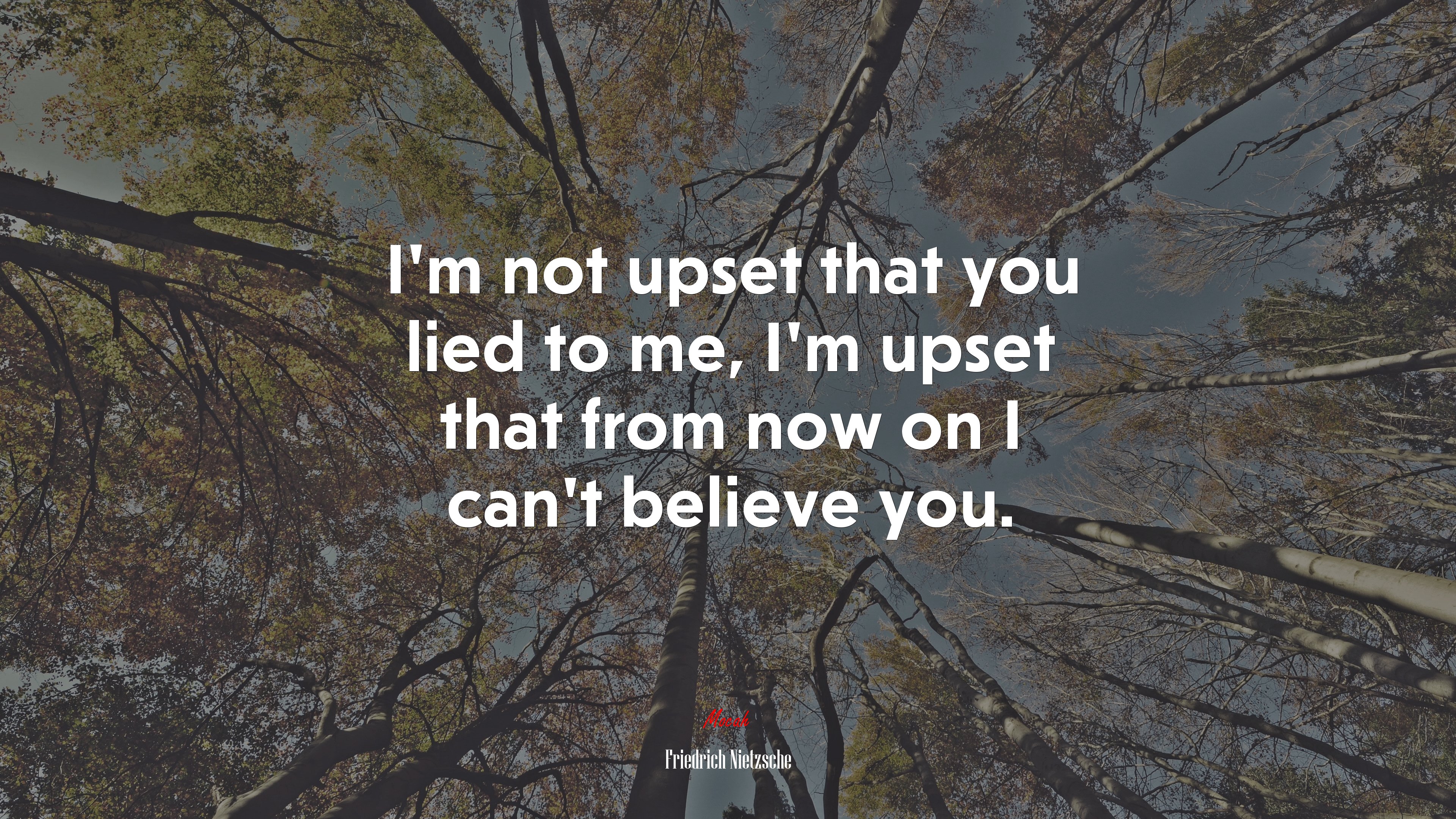 I’m not upset that you lied to me, I’m upset that from now on I can’t believe you. | Friedrich Nietzsche quote HD Wallpaper