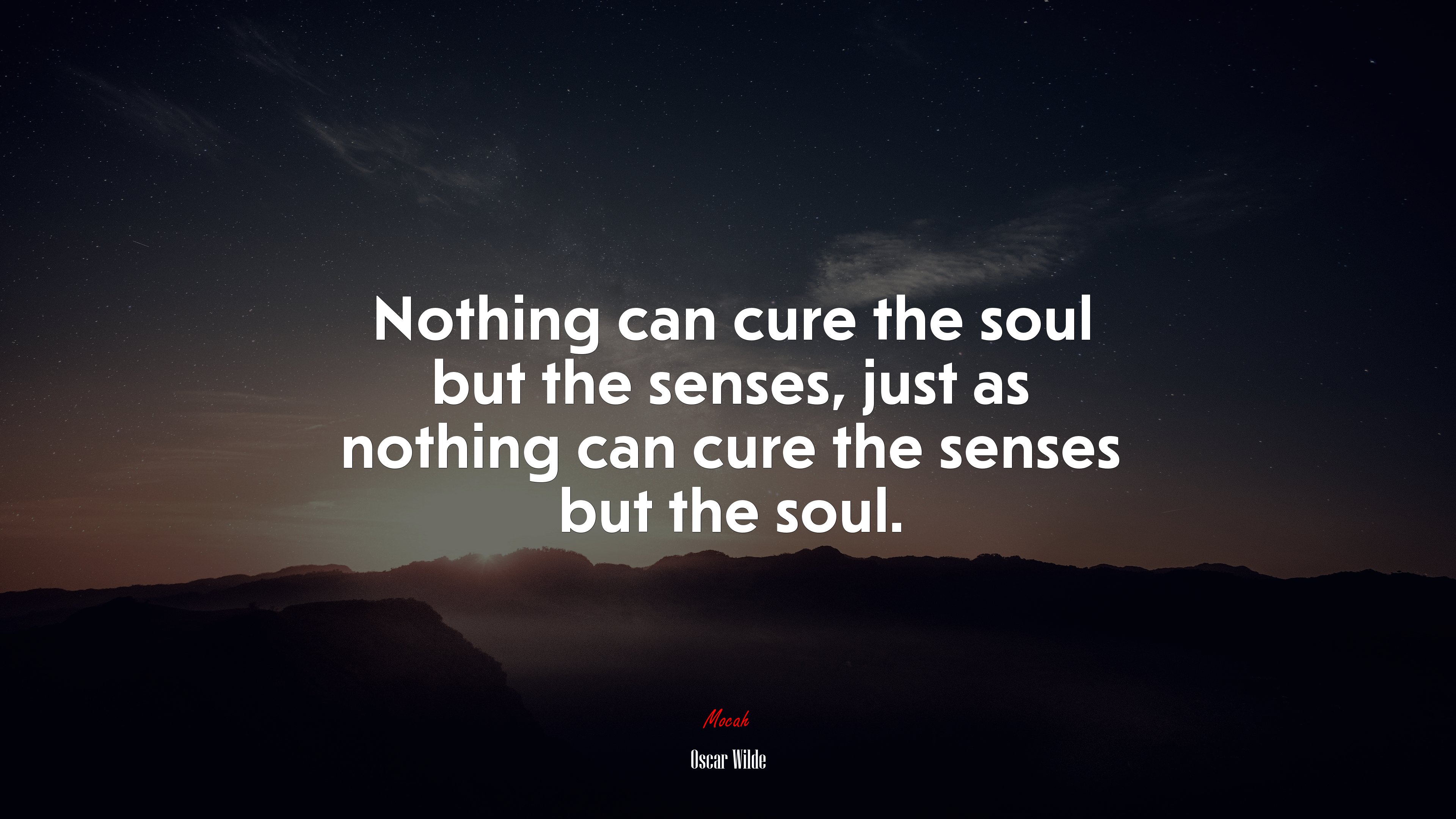 Nothing can cure the soul but the senses, just as nothing can cure the senses but the soul. | Oscar Wilde quote HD Wallpaper