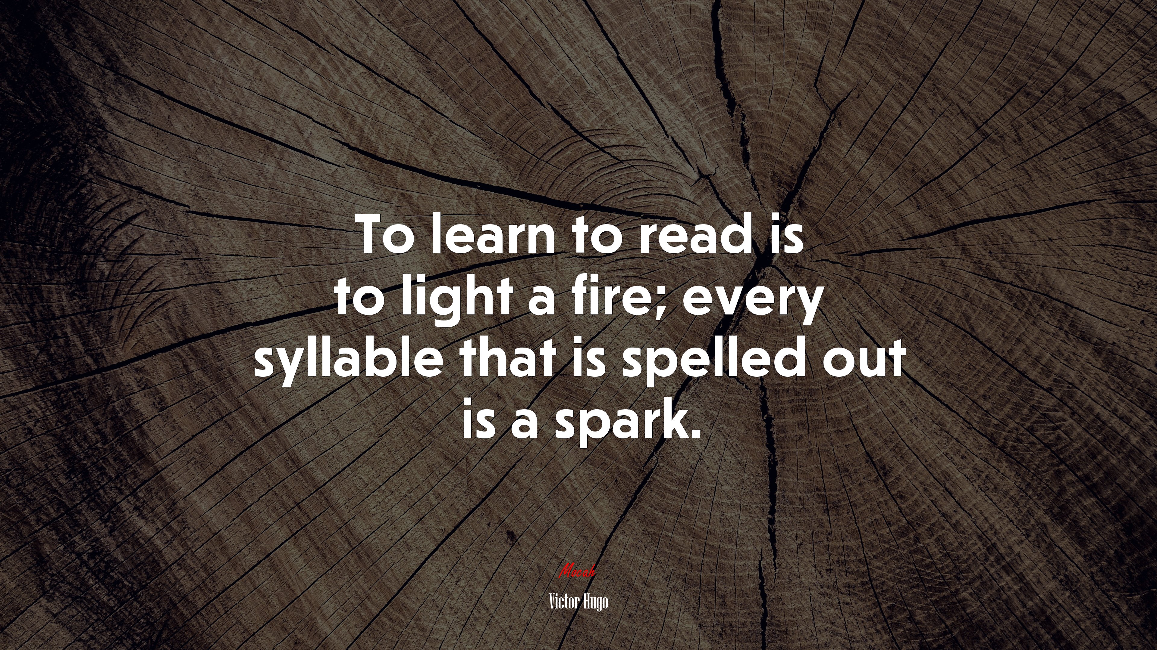 To learn to read is to light a fire; every syllable that is spelled out is a spark. | Victor Hugo quote HD Wallpaper