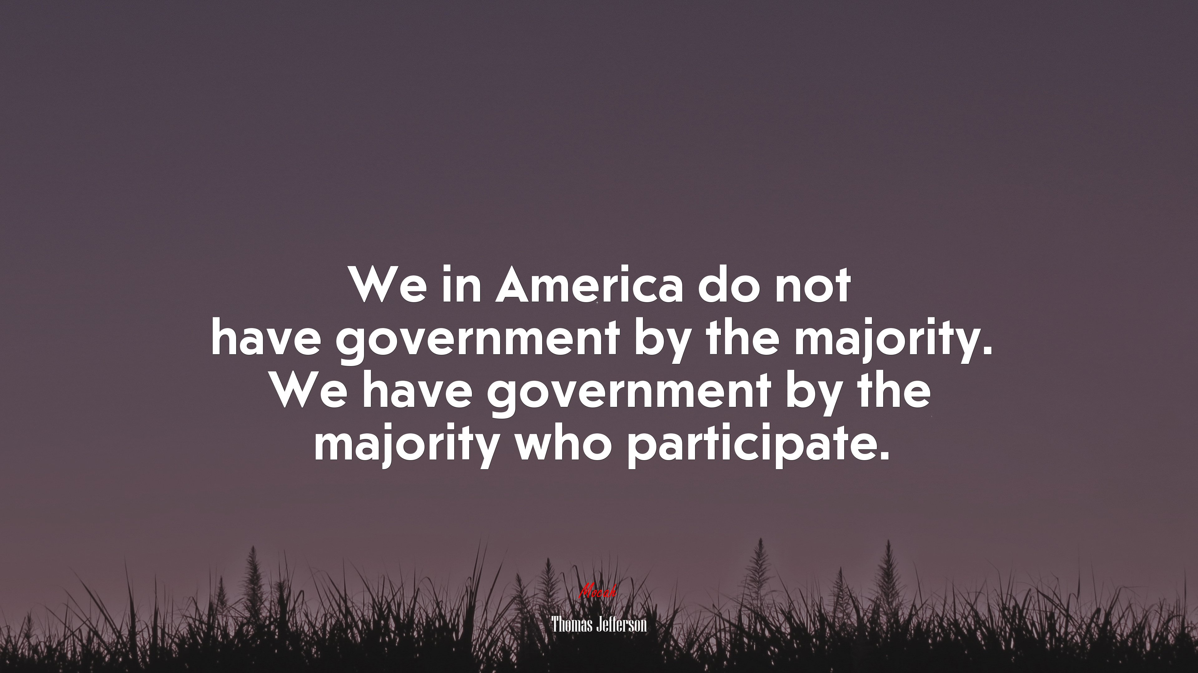 We in America do not have government by the majority. We have government by the majority who participate. | Thomas Jefferson quote HD Wallpaper