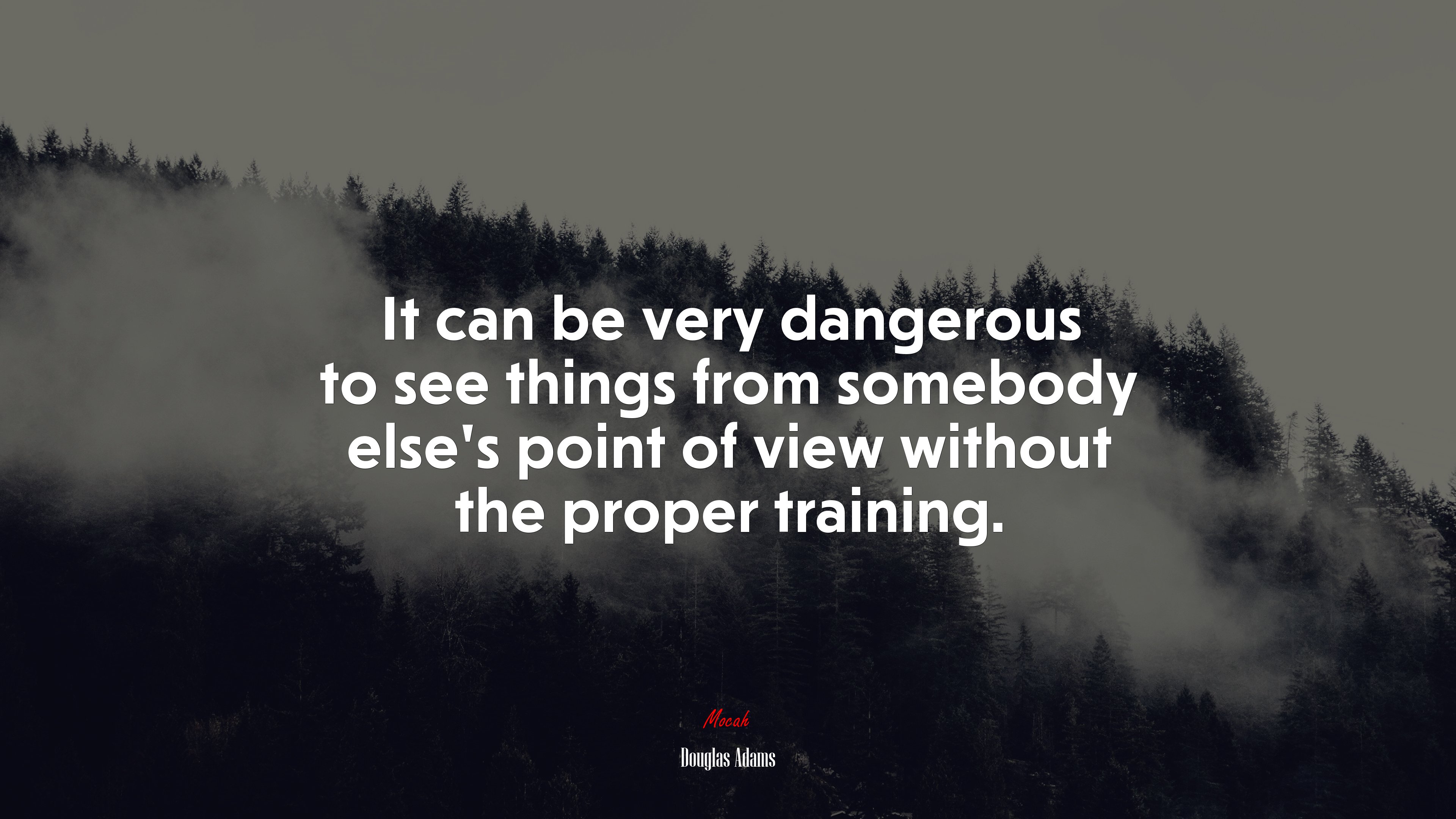 It can be very dangerous to see things from somebody elses point of view without the proper training. | Douglas Adams quote HD Wallpaper