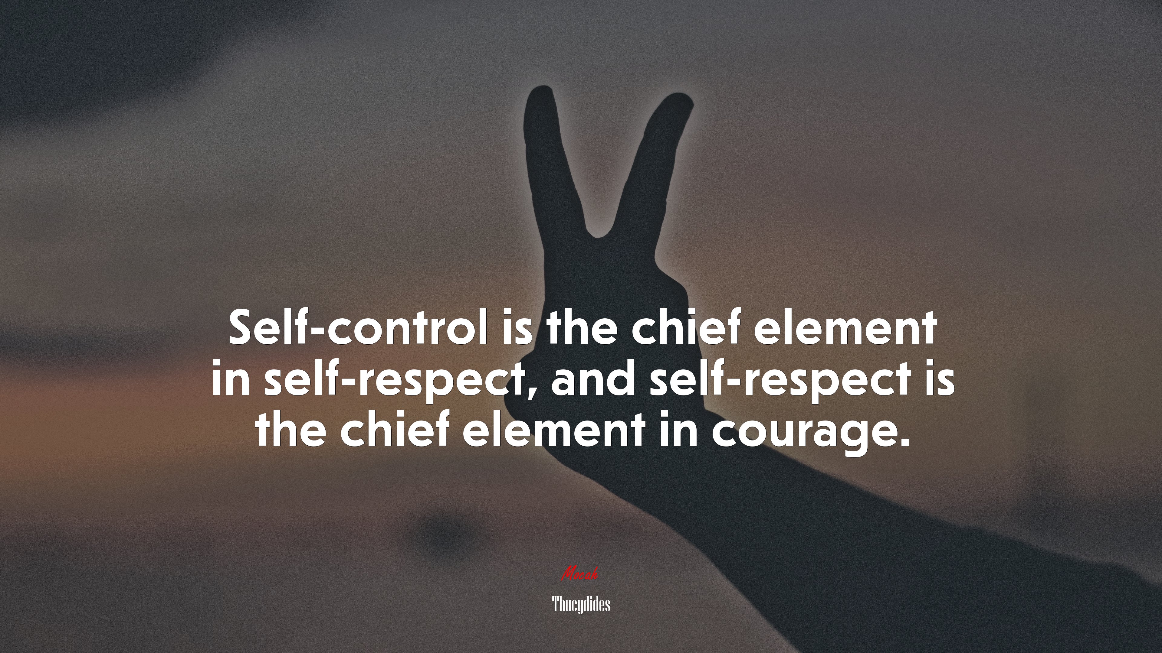 Self-control is the chief element in self-respect, and self-respect is the chief element in courage. | Thucydides quote HD Wallpaper