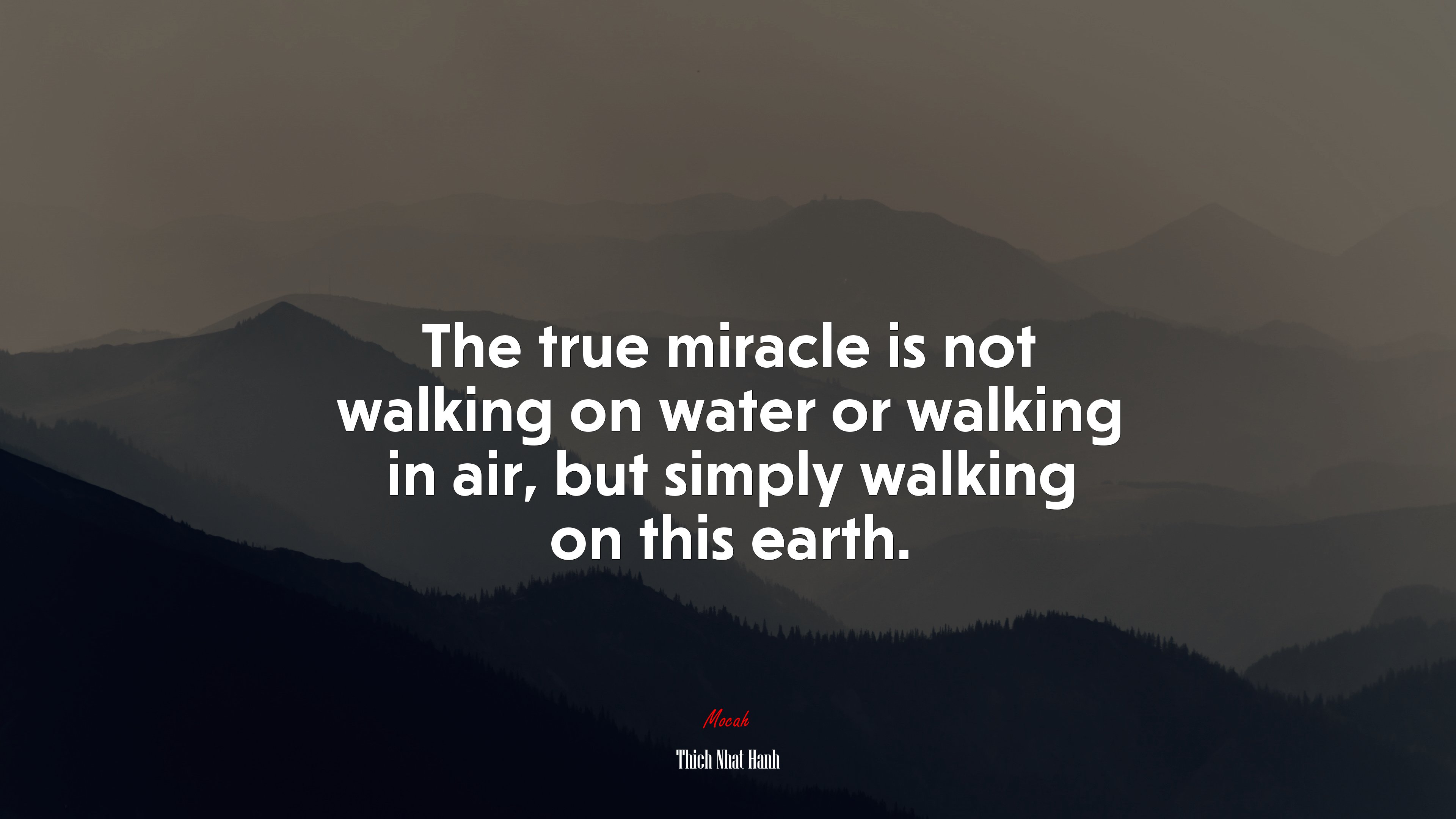 The true miracle is not walking on water or walking in air, but simply walking on this earth. | Thich Nhat Hanh quote HD Wallpaper