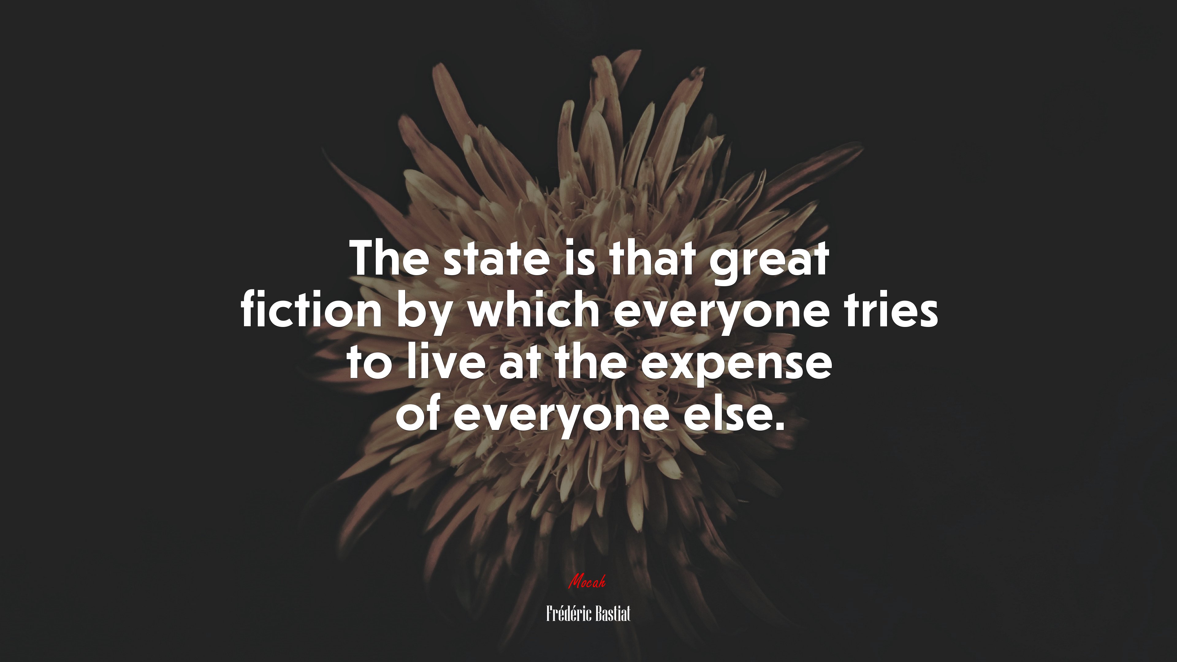 The state is that great fiction by which everyone tries to live at the expense of everyone else. | Frédéric Bastiat quote HD Wallpaper