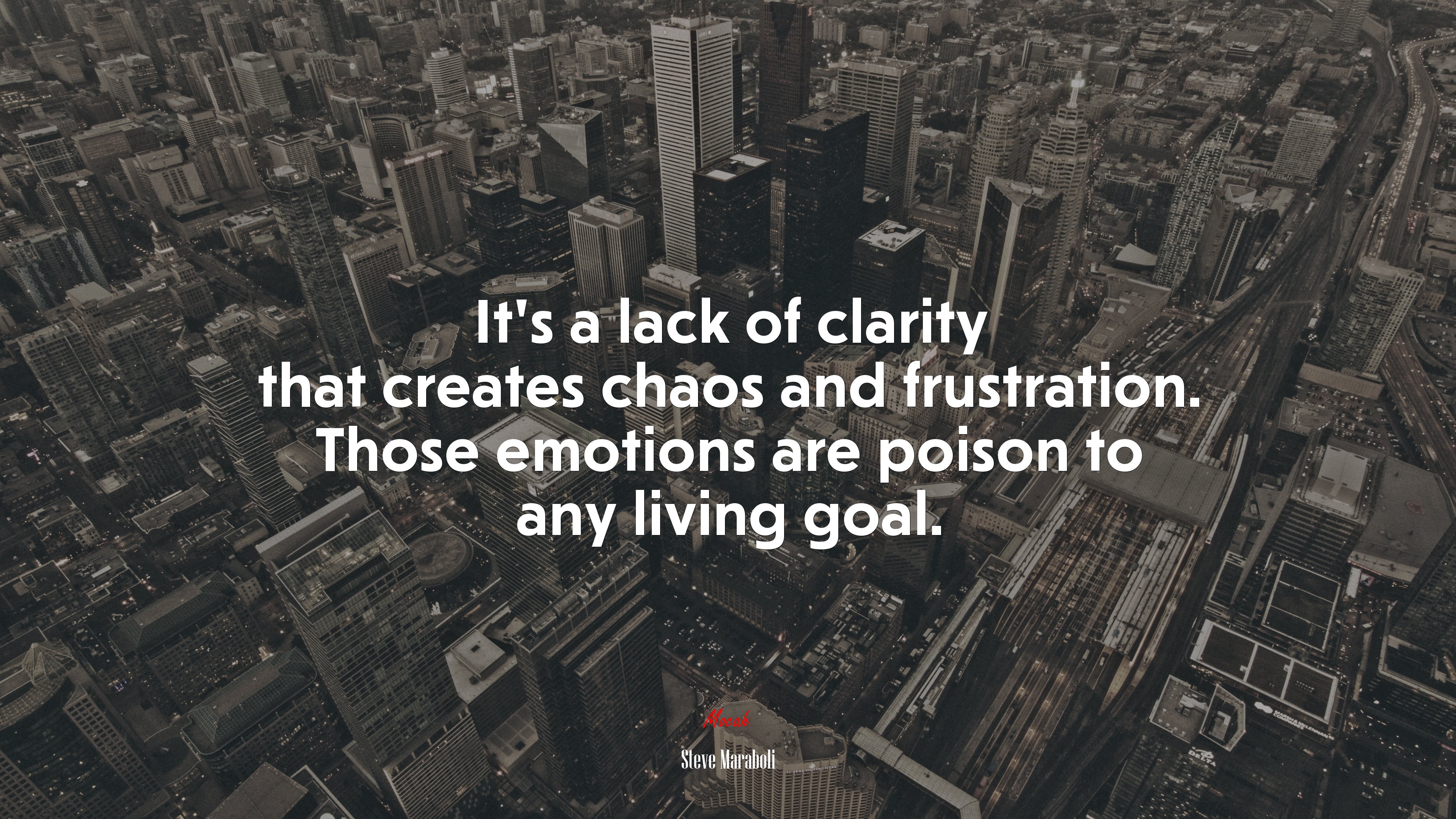 It’s a lack of clarity that creates chaos and frustration. Those emotions are poison to any living goal. | Steve Maraboli quote HD Wallpaper