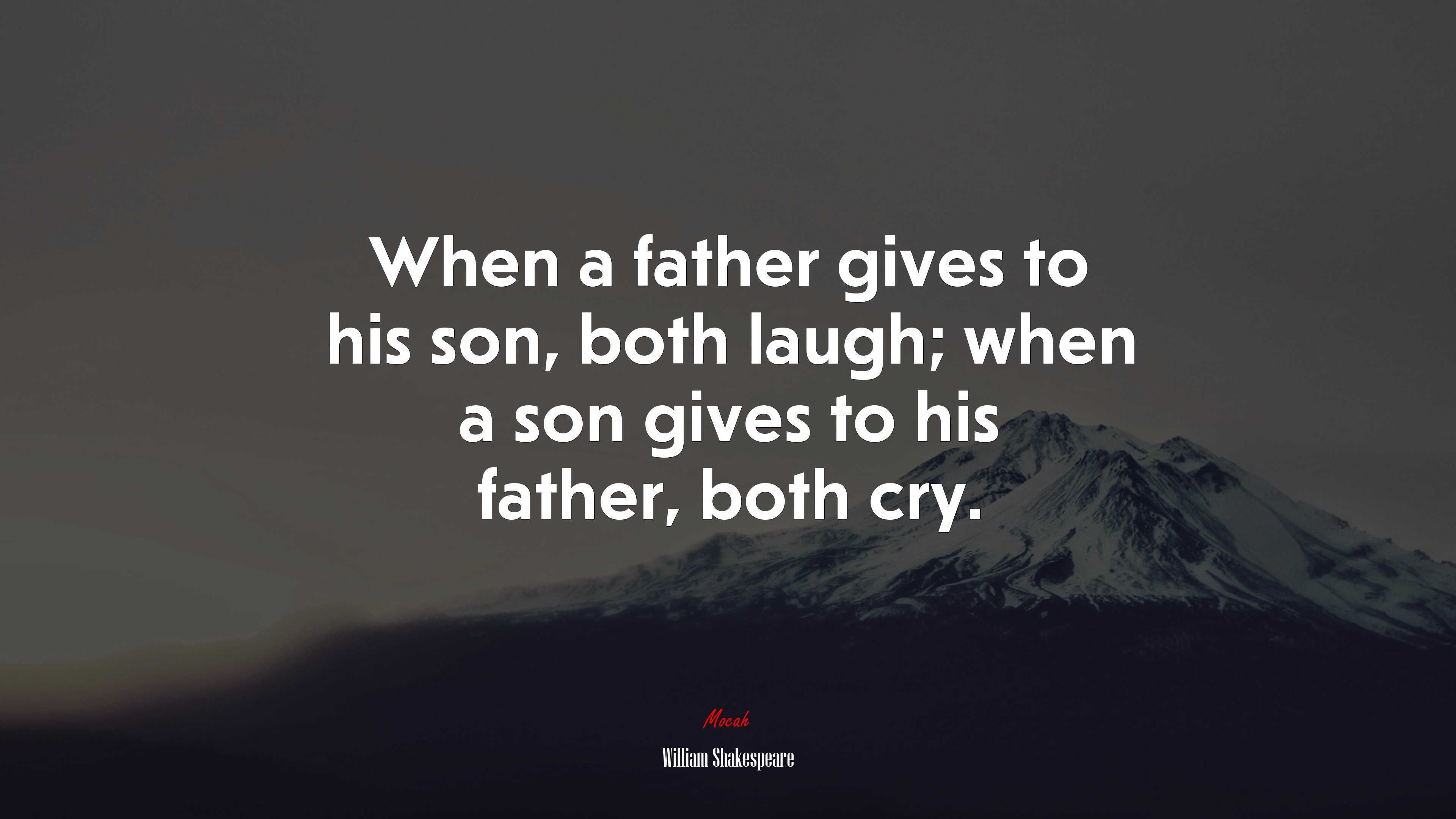 When a father gives to his son, both laugh; when a son gives to his father, both cry. | William Shakespeare quote HD Wallpaper