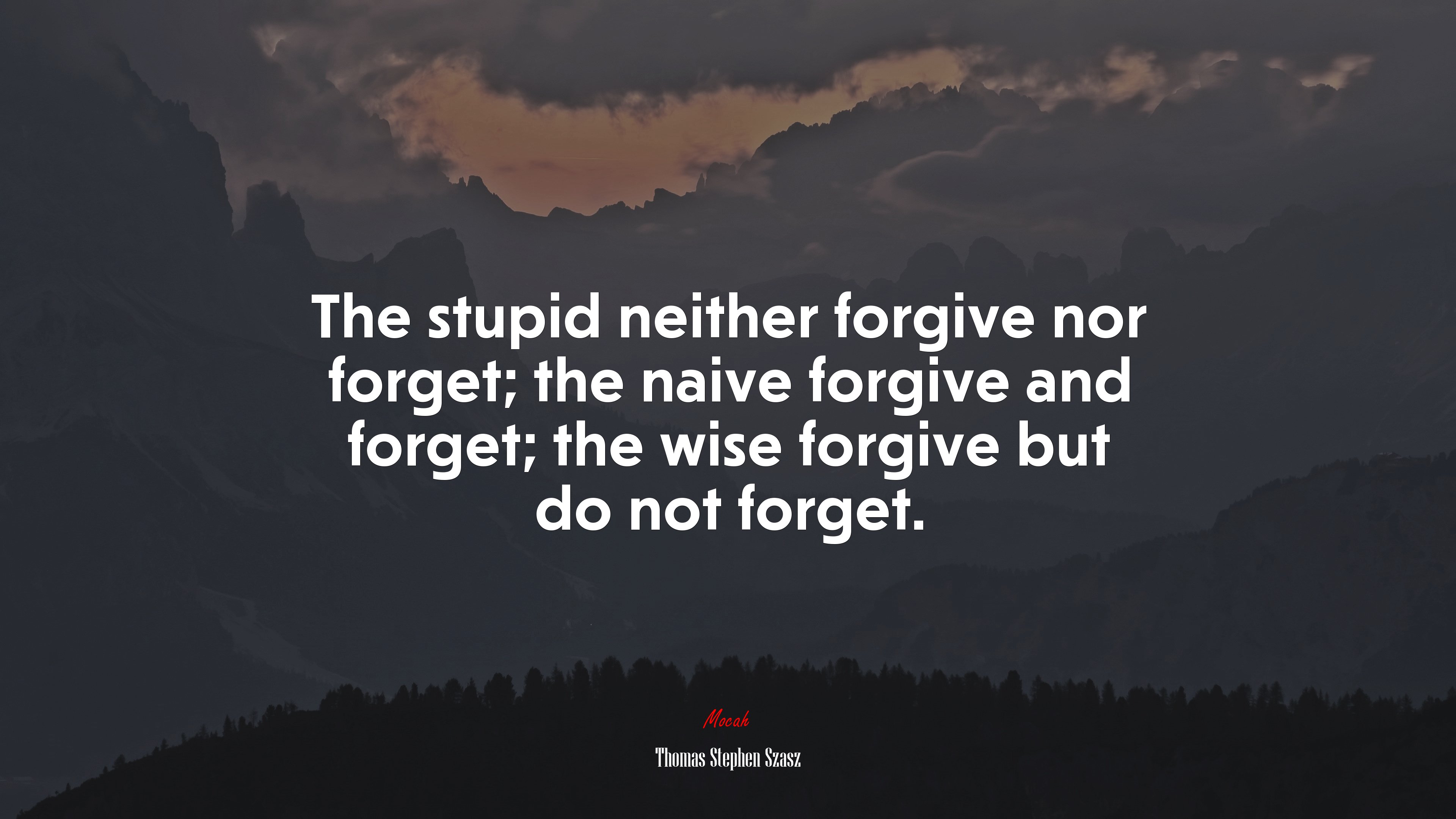 The stupid neither forgive nor forget; the naive forgive and forget; the wise forgive but do not forget. | Thomas Stephen Szasz quote HD Wallpaper