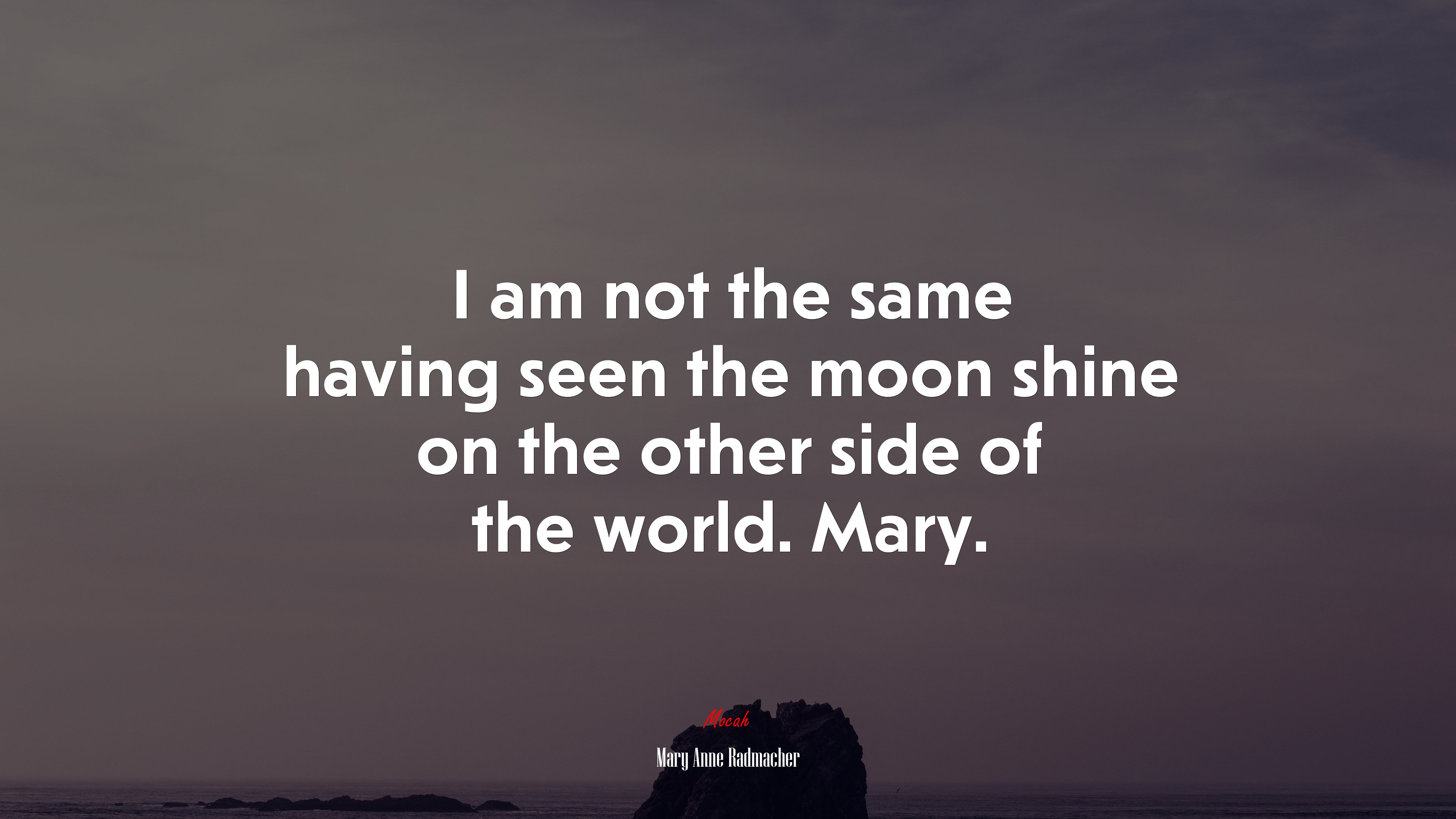 I am not the same having seen the moon shine on the other side of the world. Mary. | Mary Anne Radmacher quote HD Wallpaper