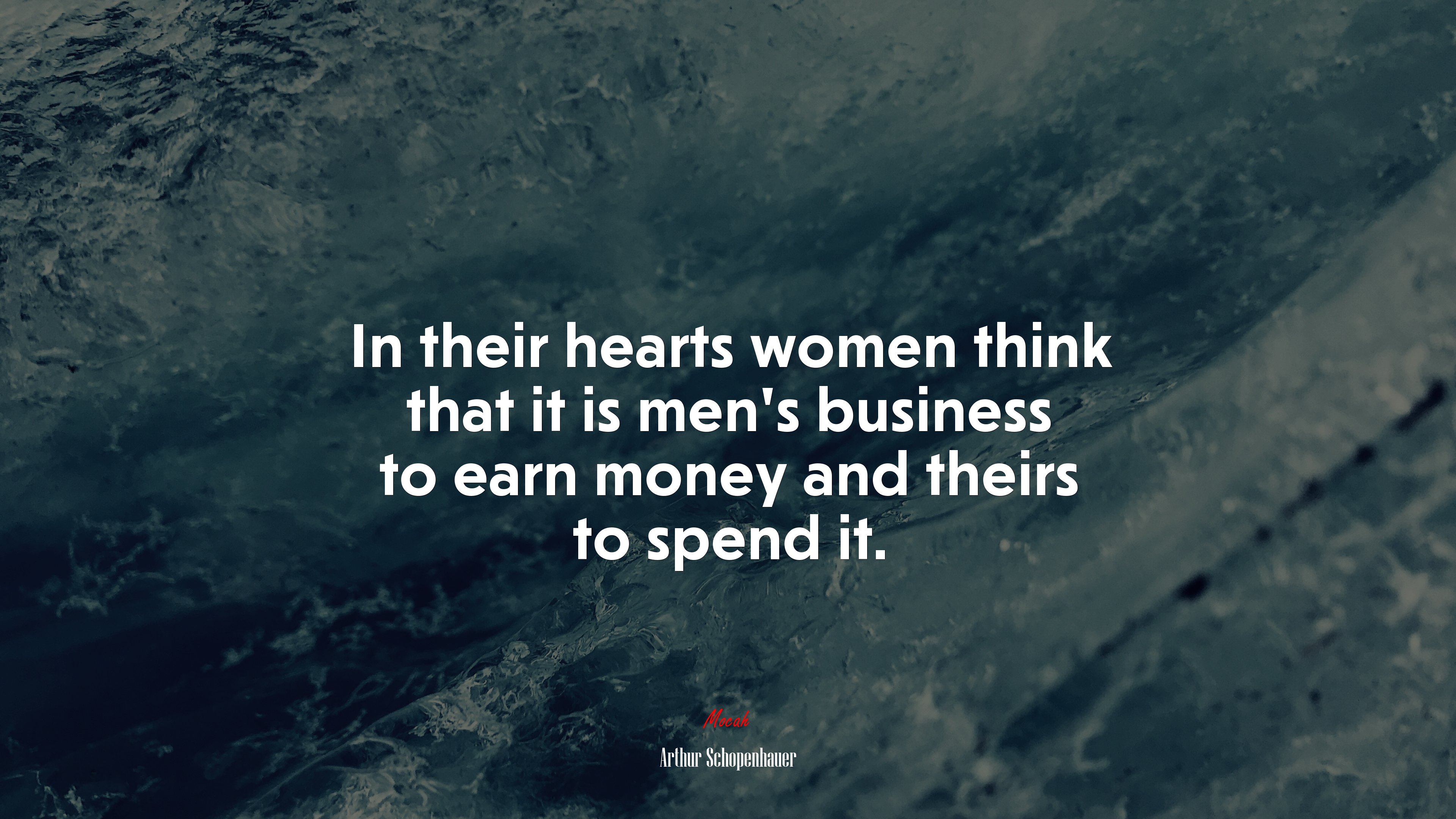 In their hearts women think that it is men’s business to earn money and theirs to spend it. | Arthur Schopenhauer quote HD Wallpaper