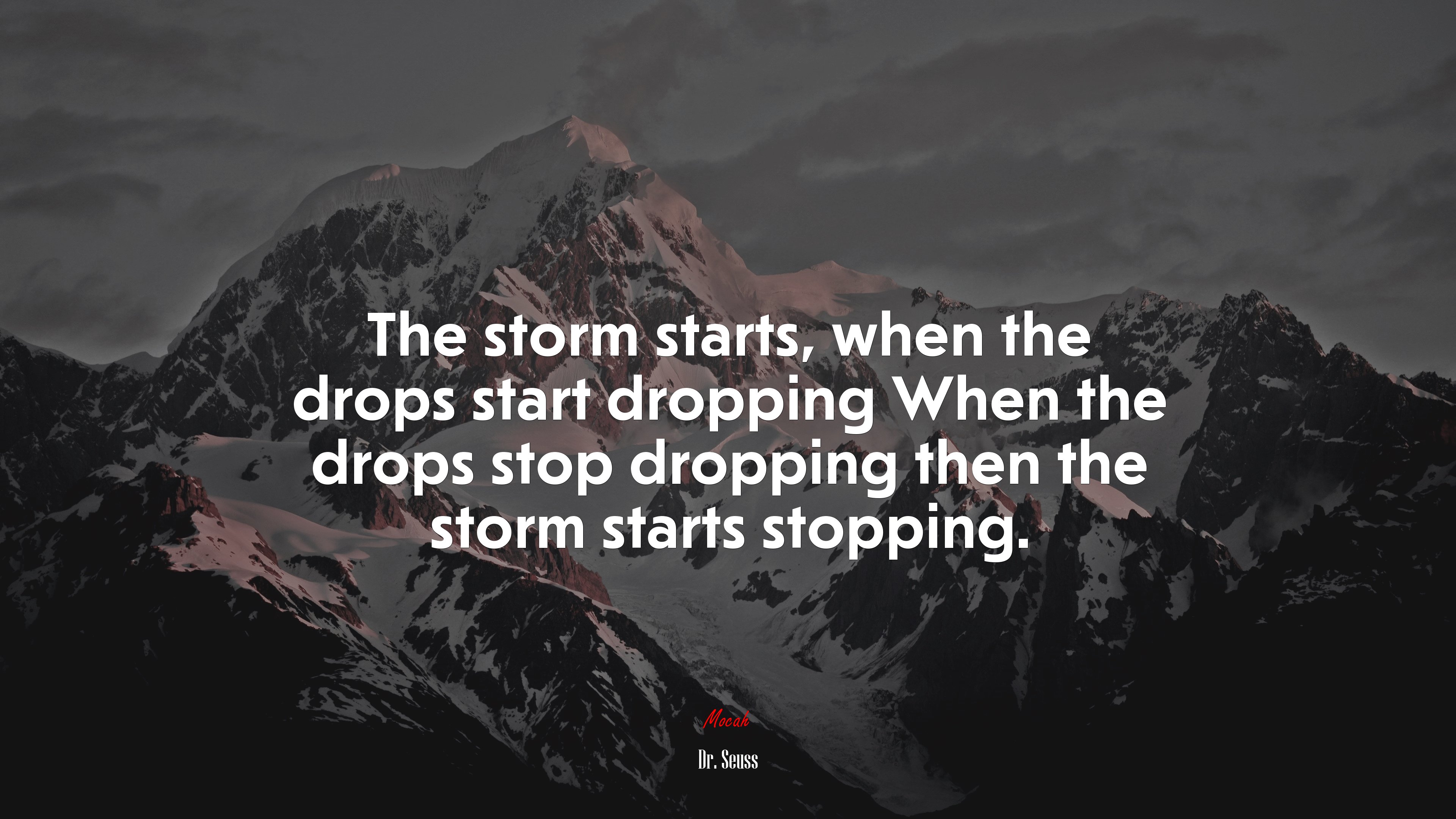 The storm starts, when the drops start dropping When the drops stop dropping then the storm starts stopping. | Dr. Seuss quote HD Wallpaper