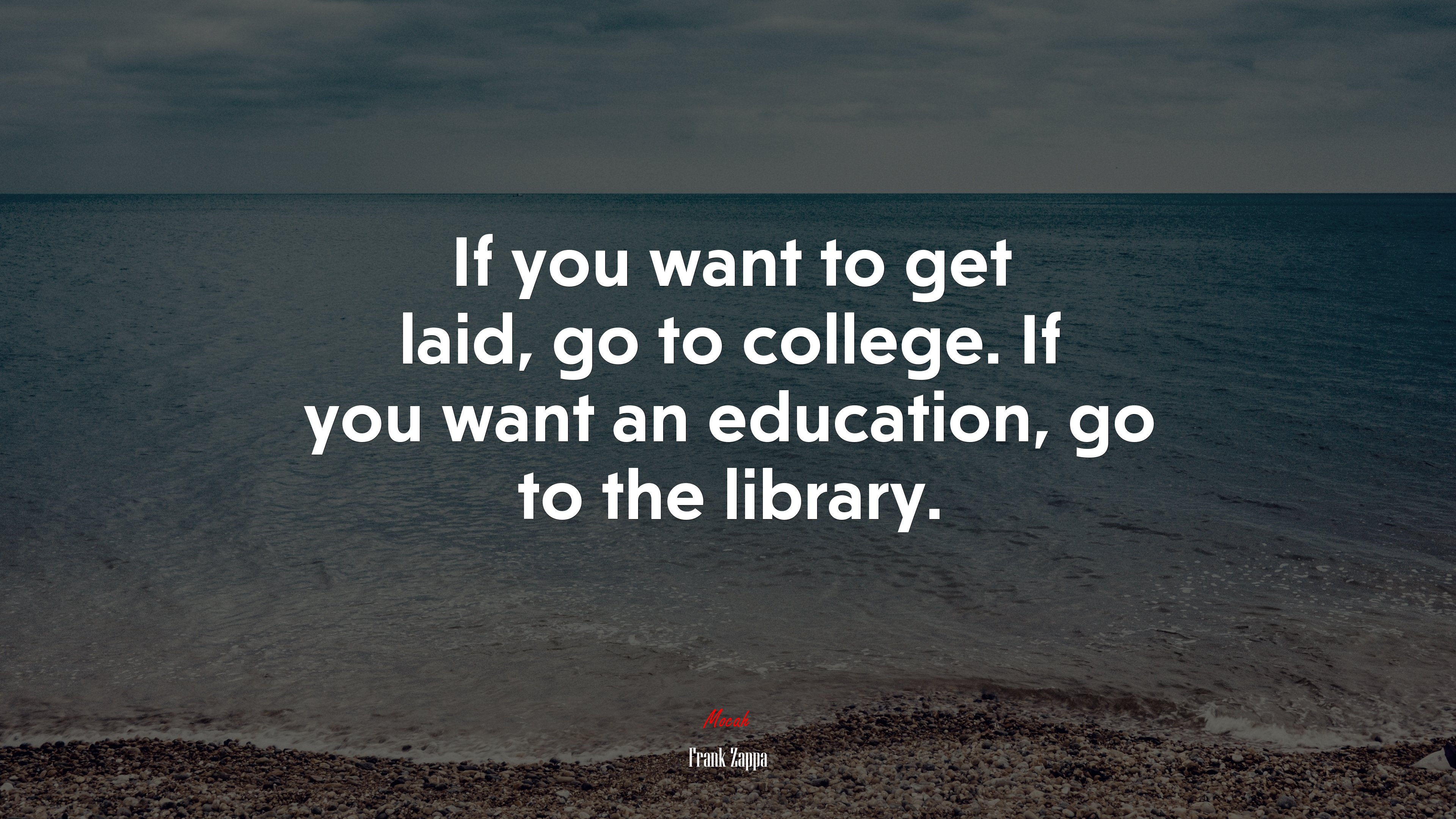 If you want to get laid, go to college. If you want an education, go to the library. | Frank Zappa quote HD Wallpaper