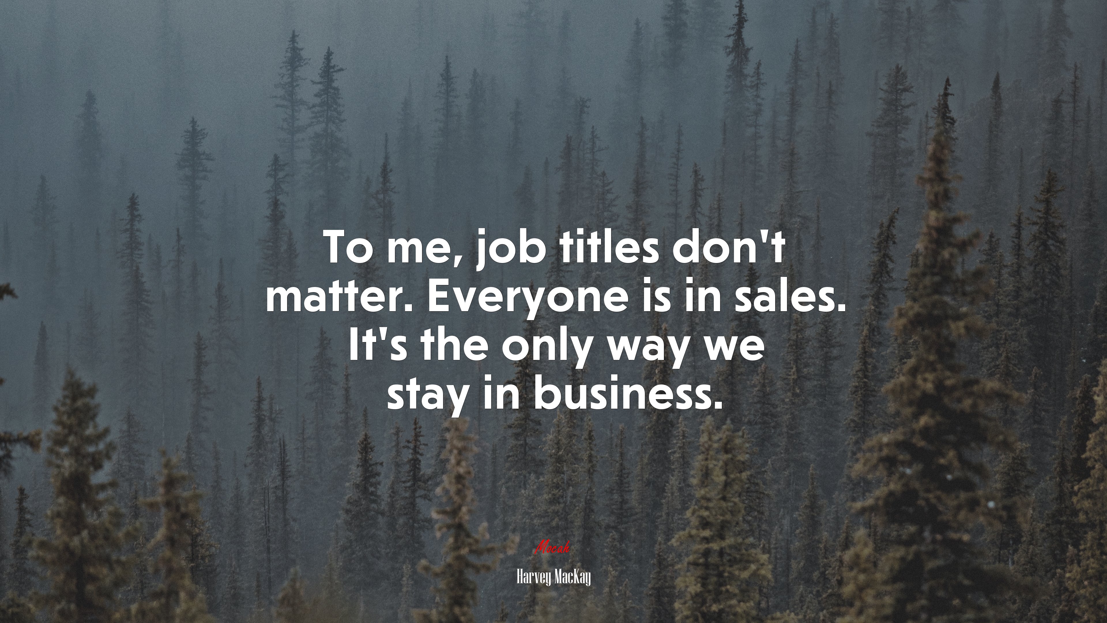 To me, job titles don’t matter. Everyone is in sales. It’s the only way we stay in business. | Harvey MacKay quote HD Wallpaper