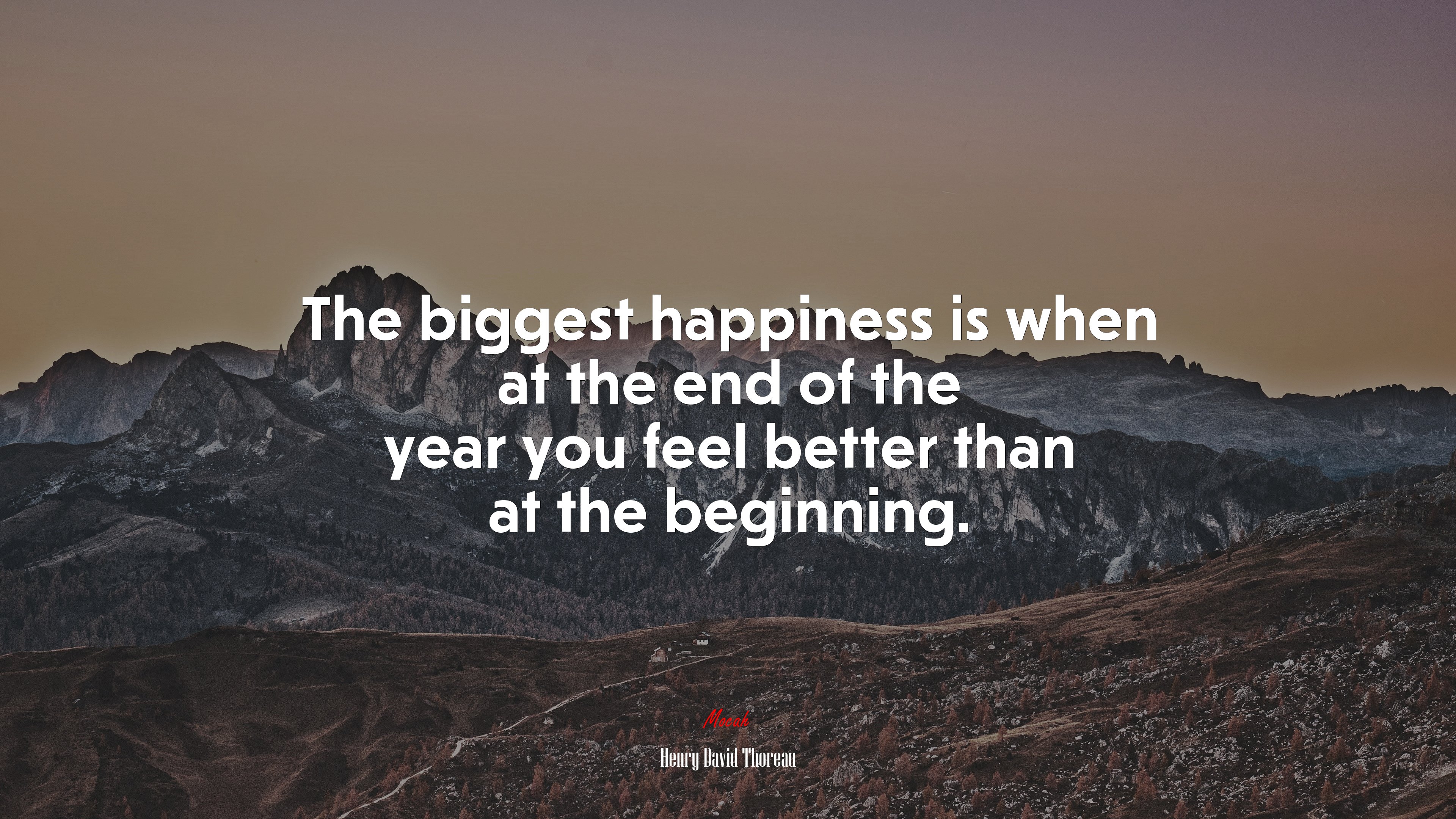 The biggest happiness is when at the end of the year you feel better than at the beginning. | Henry David Thoreau quote HD Wallpaper