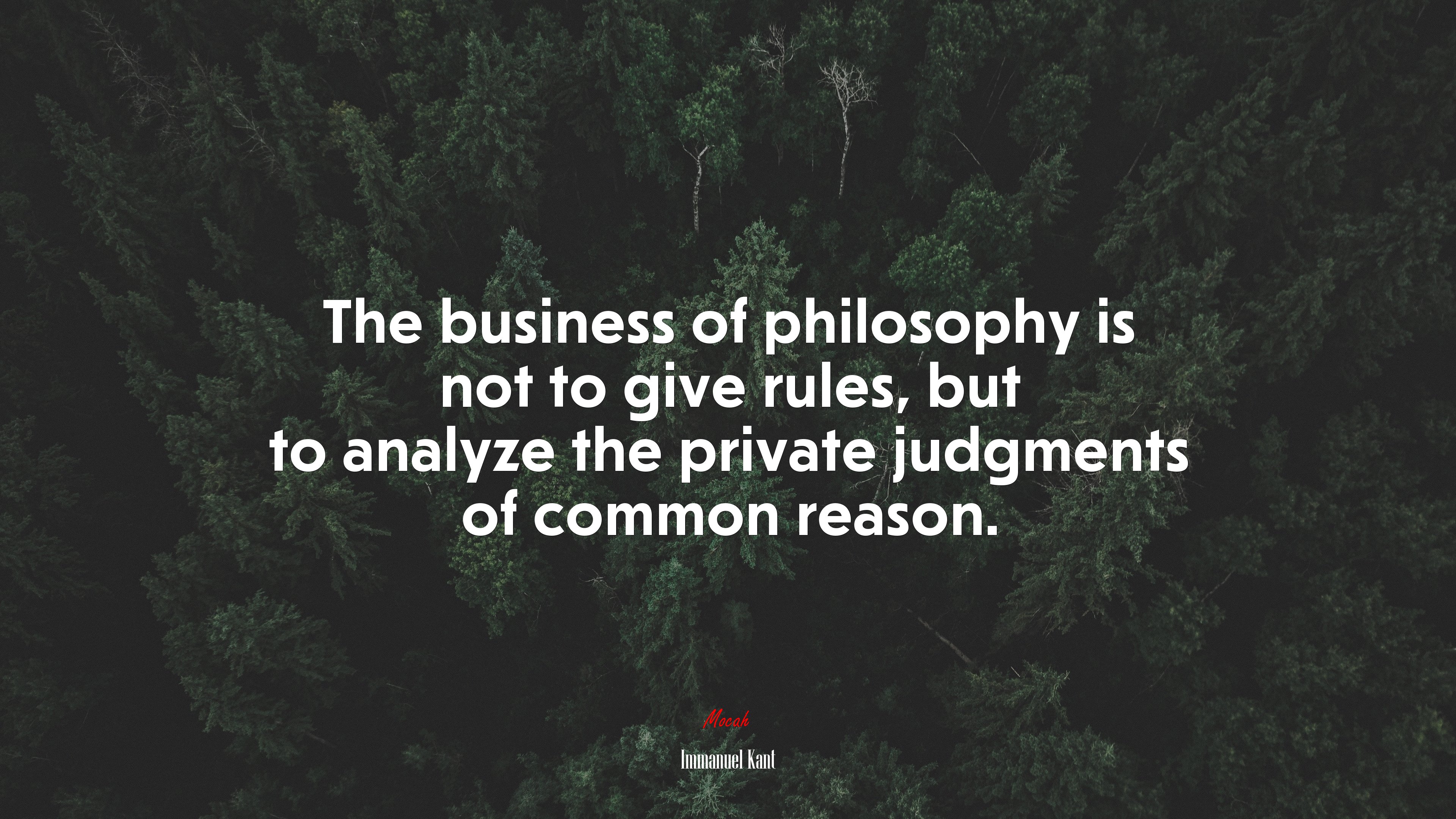 The business of philosophy is not to give rules, but to analyze the private judgments of common reason. | Immanuel Kant quote HD Wallpaper