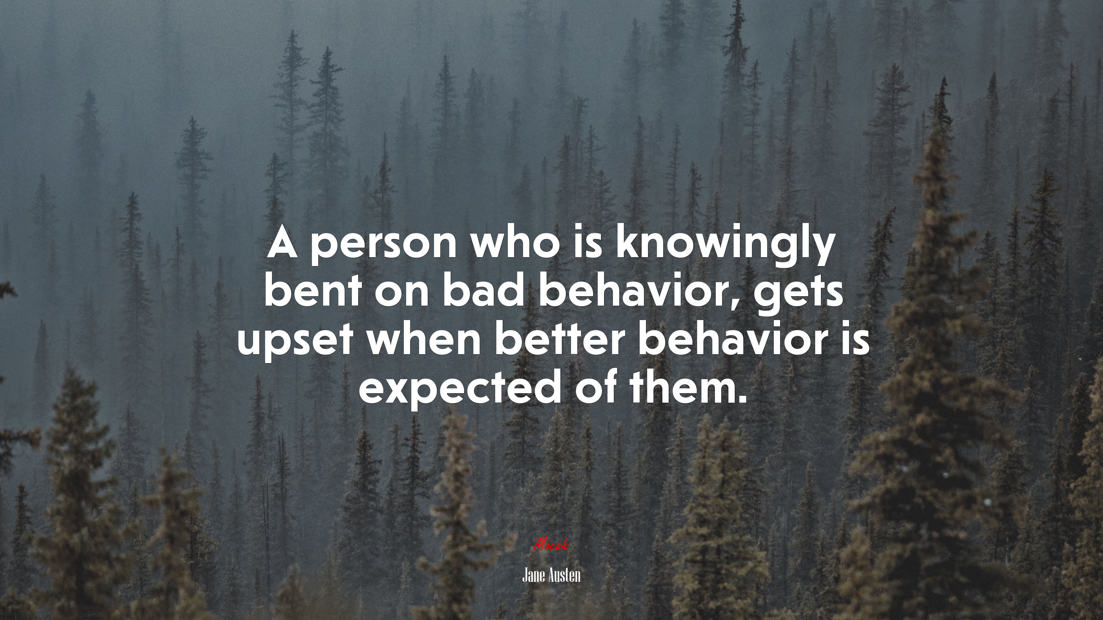 A person who is knowingly bent on bad behavior, gets upset when better behavior is expected of them. | Jane Austen quote HD Wallpaper